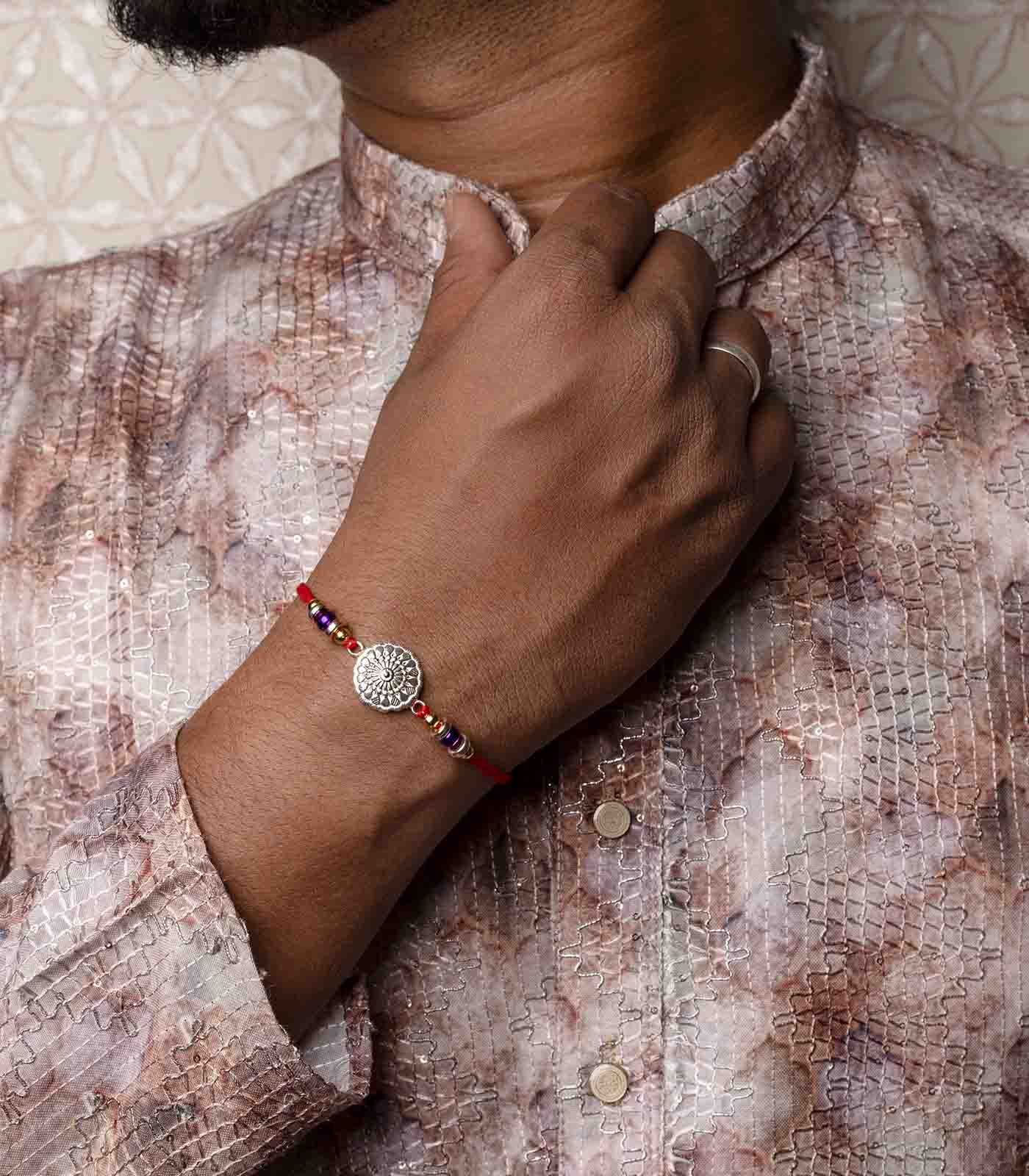 Silver Sparkling Arc Rakhi