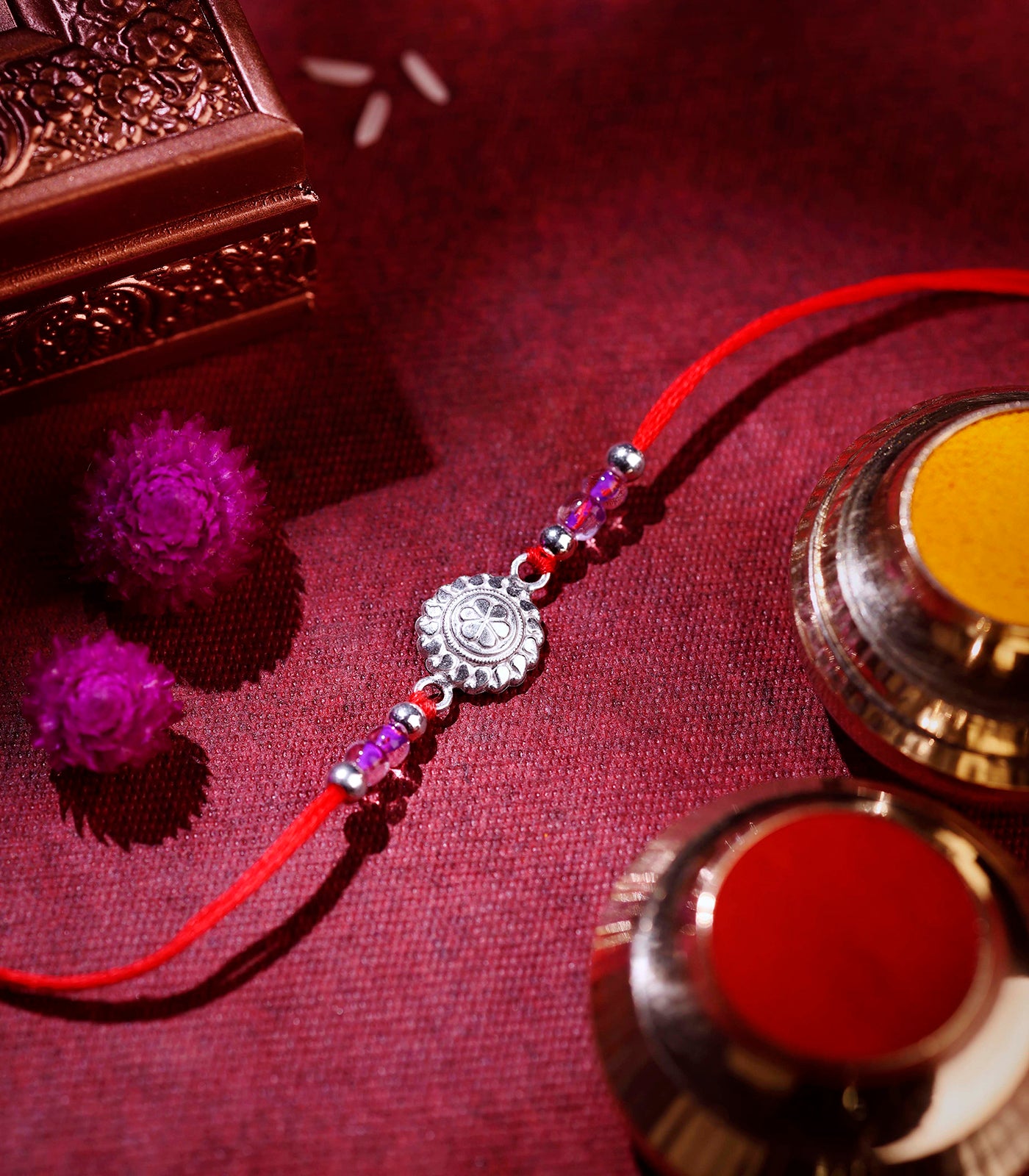 Silver Floral Elegance Rakhi