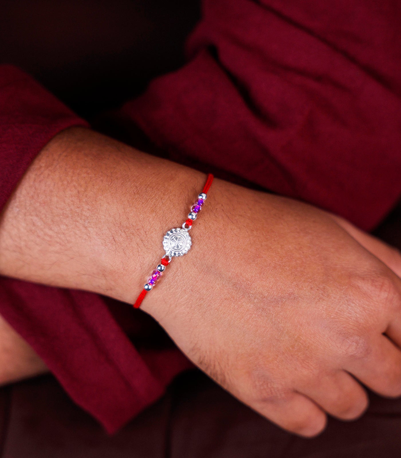 Silver Floral Elegance Rakhi