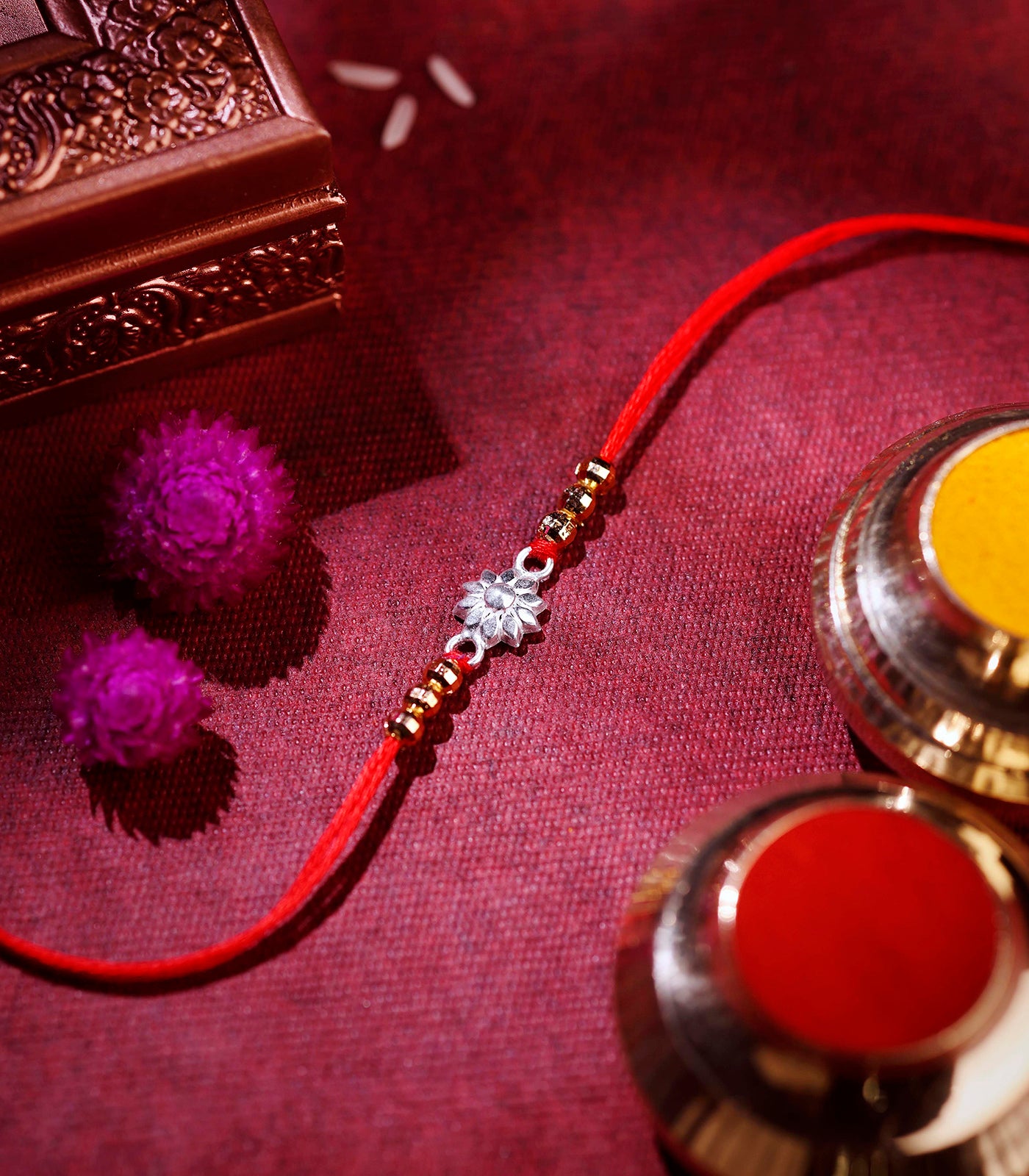 Silver Aesthetic Floral Rakhi