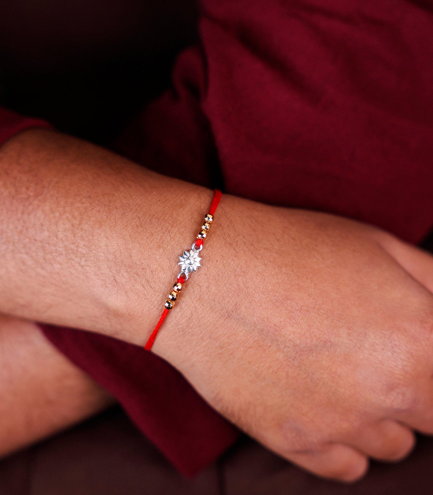 Silver Aesthetic Floral Rakhi