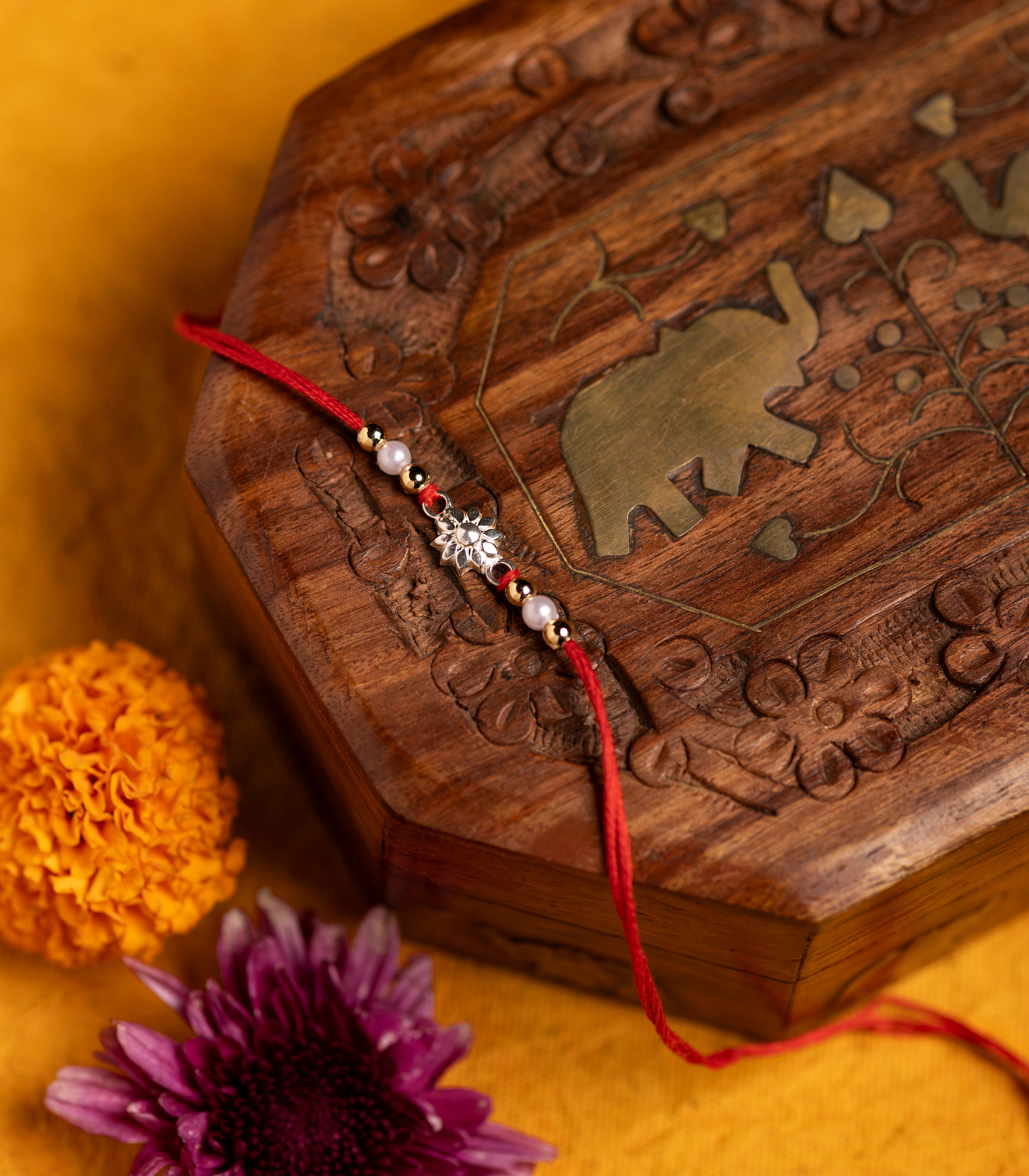 Silver Aesthetic Floral Rakhi