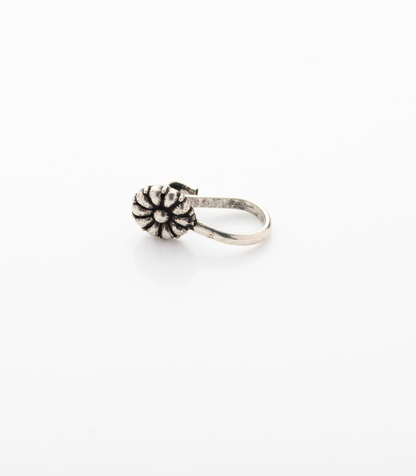 Silver Antique Bloom Nose Pin (Clip On)