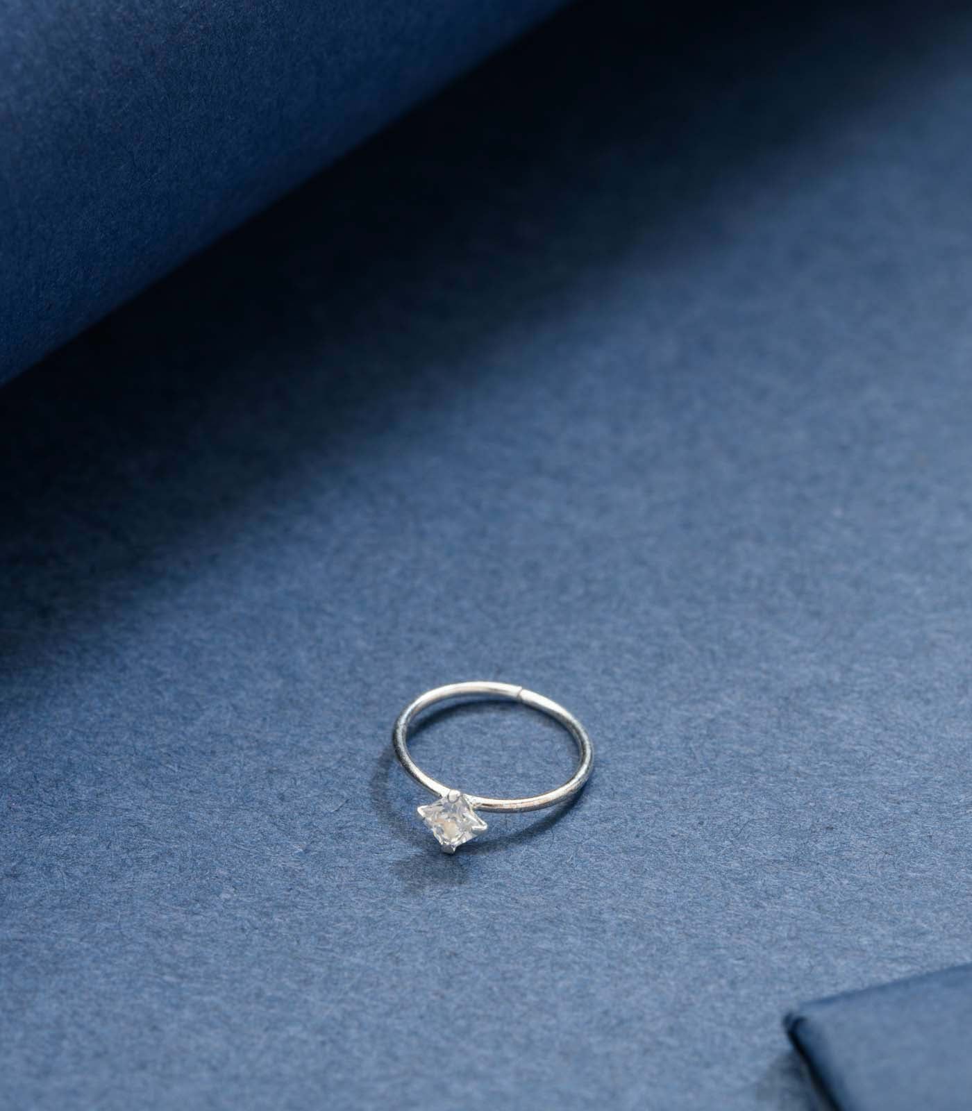 Silver Square Stud Nose Ring