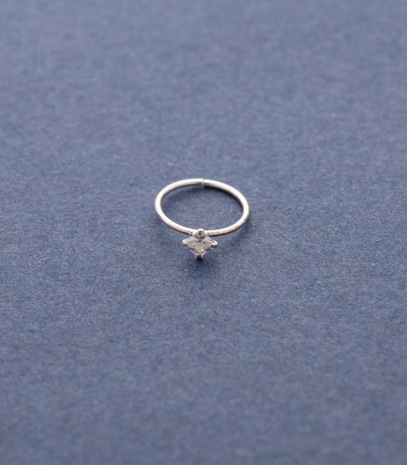 Silver Square Stud Nose Ring