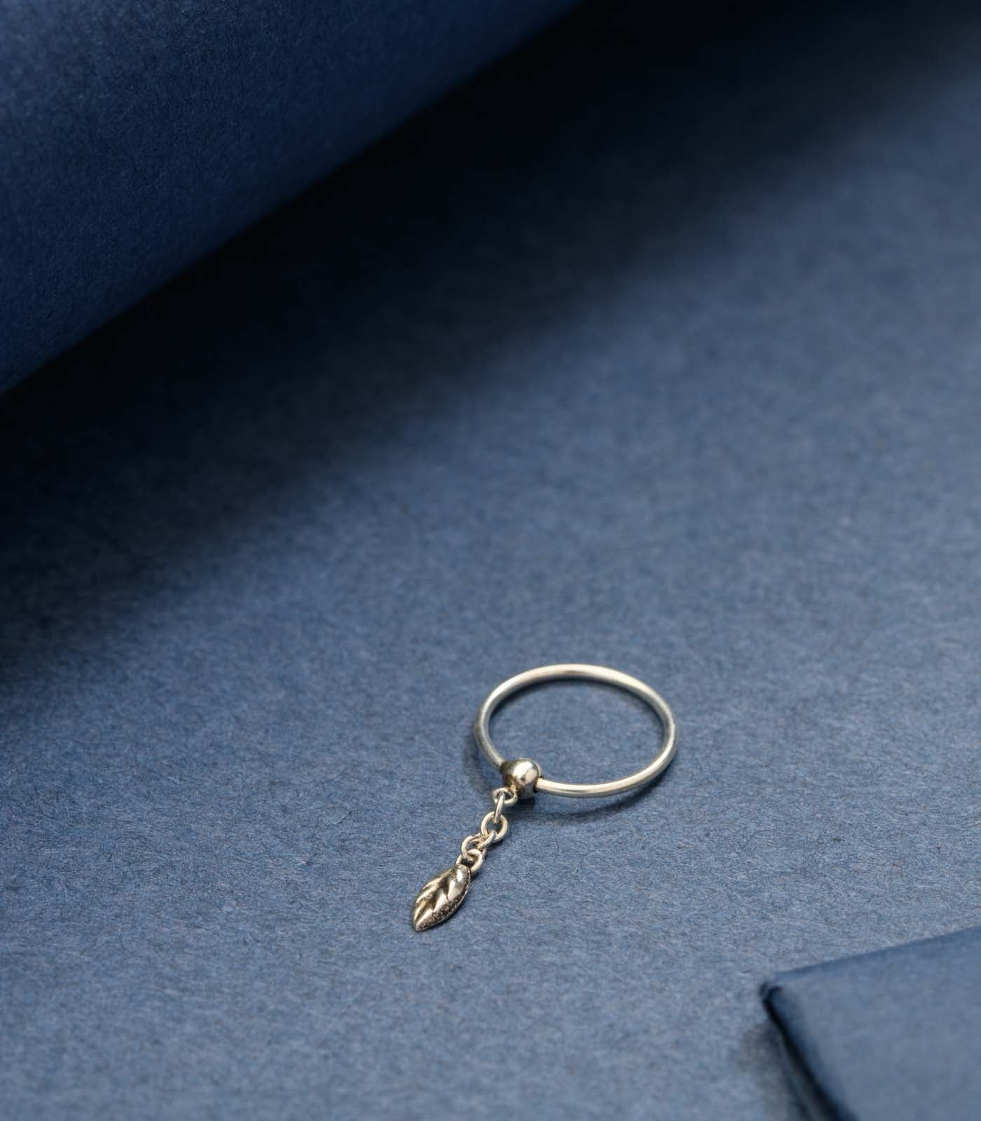 Silver Antique Leaflet Nose Ring