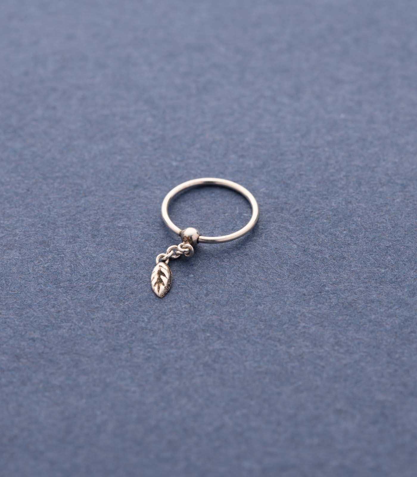 Silver Antique Leaflet Nose Ring