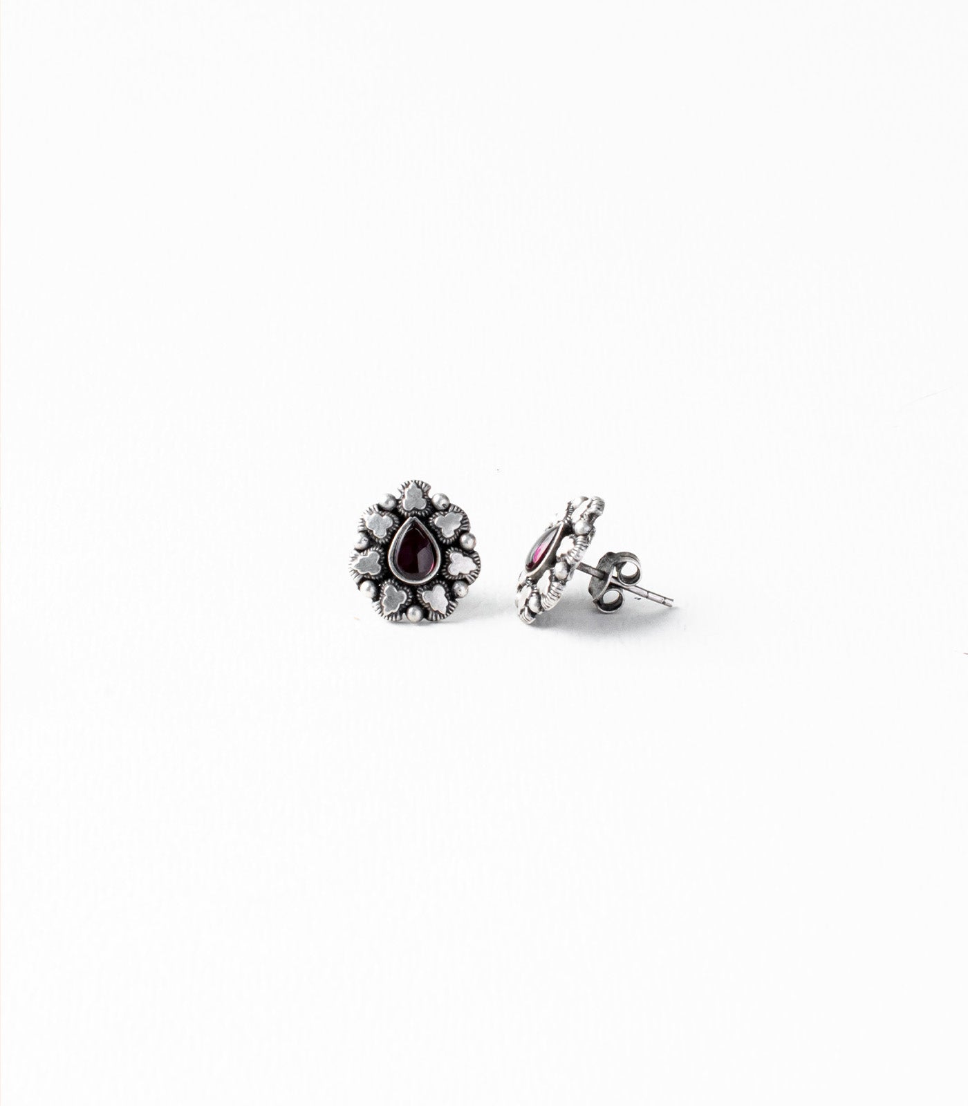 Voilet Stone Shiny Drop Oxidized Silver Tops