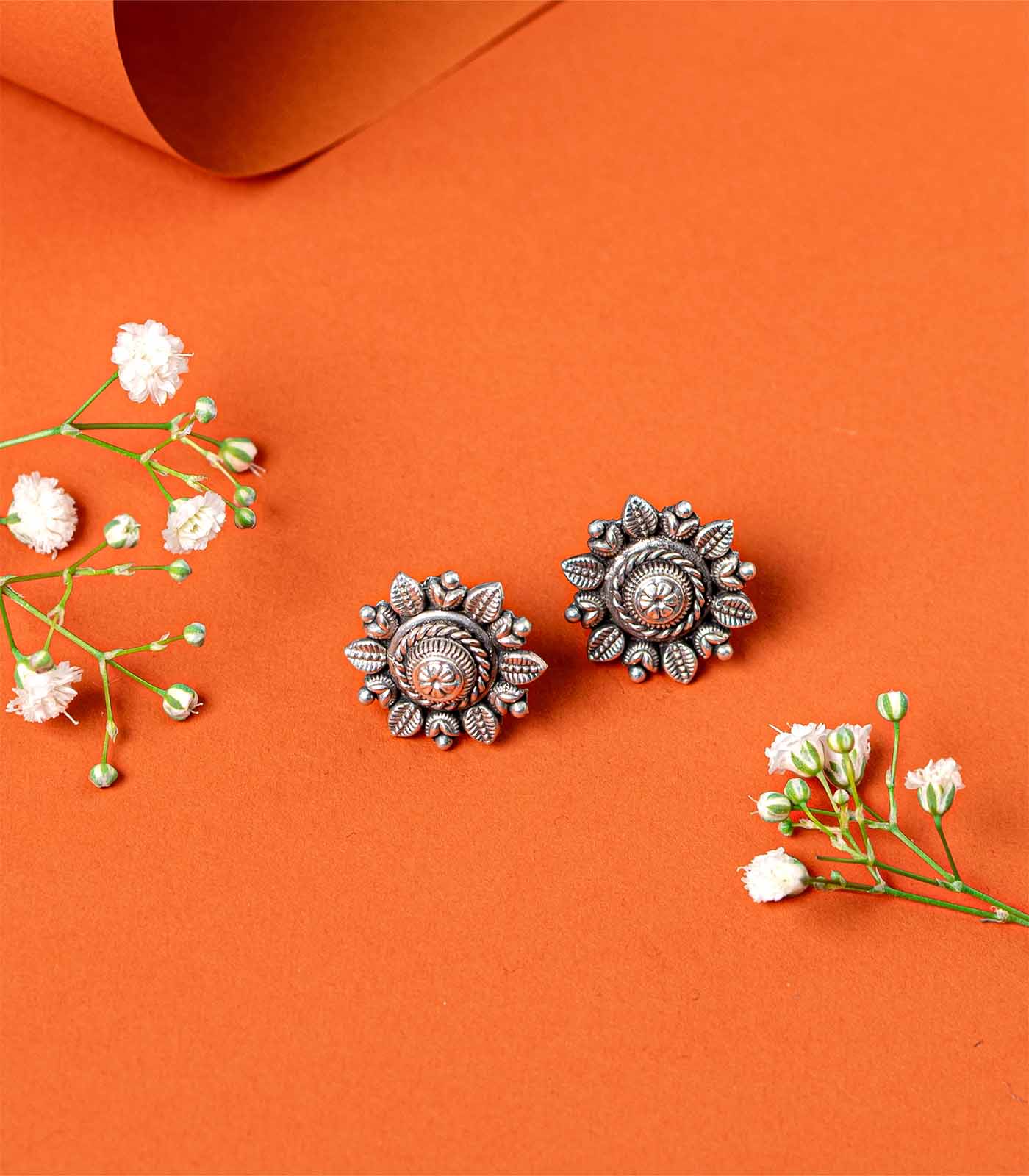 Double Layered Ethnic Floral Oxidized Tops (Silver)