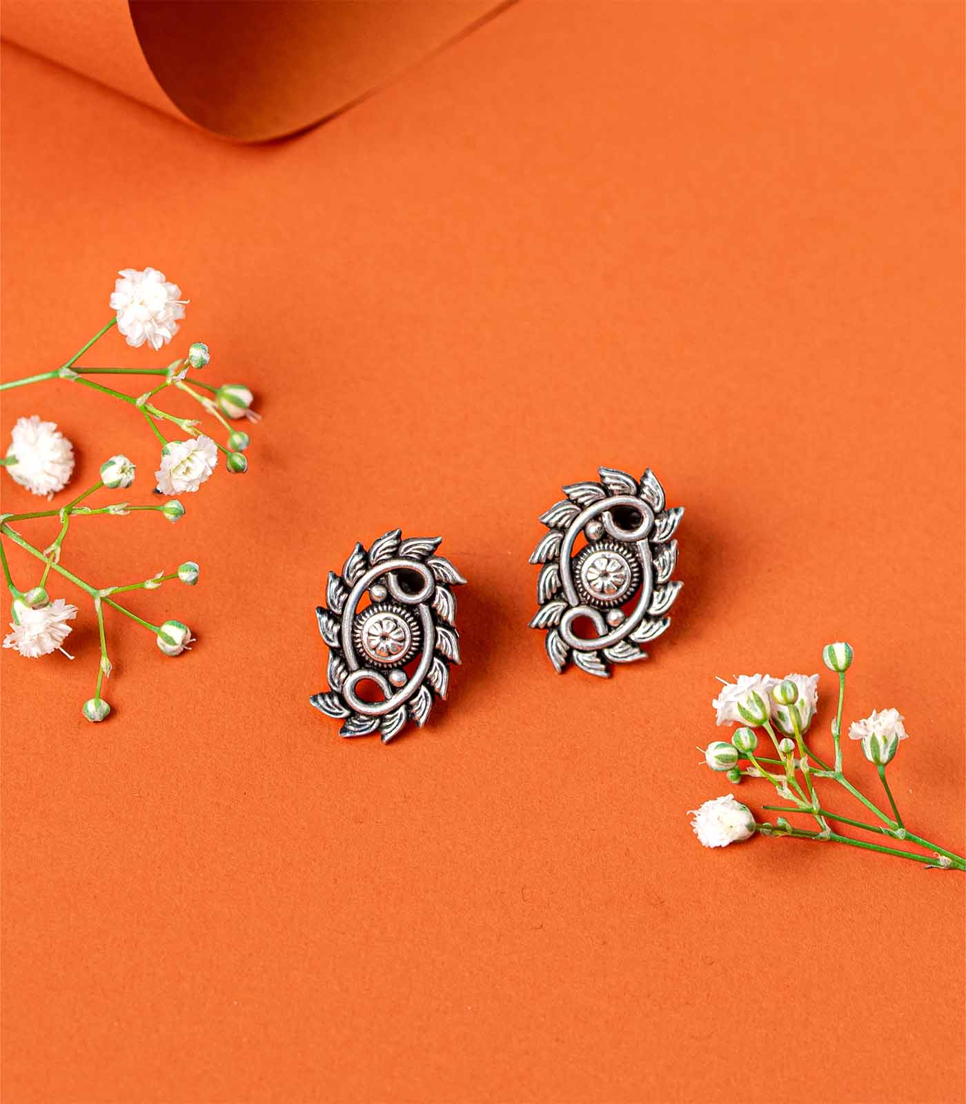 Floral Wing Motif Oxidized Silver Tops