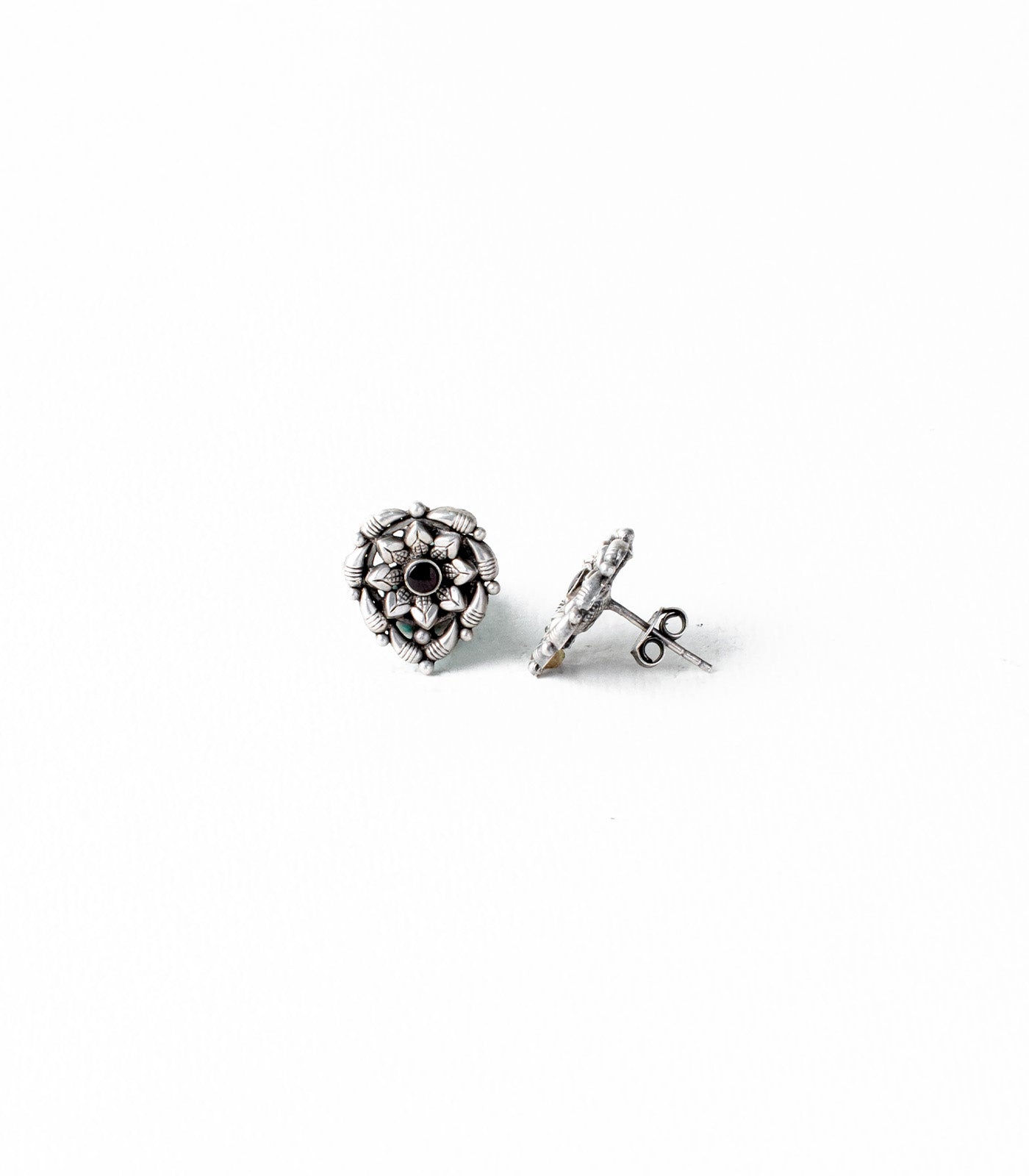 Violet Stone Floral Bliss Oxidized Tops (Silver)