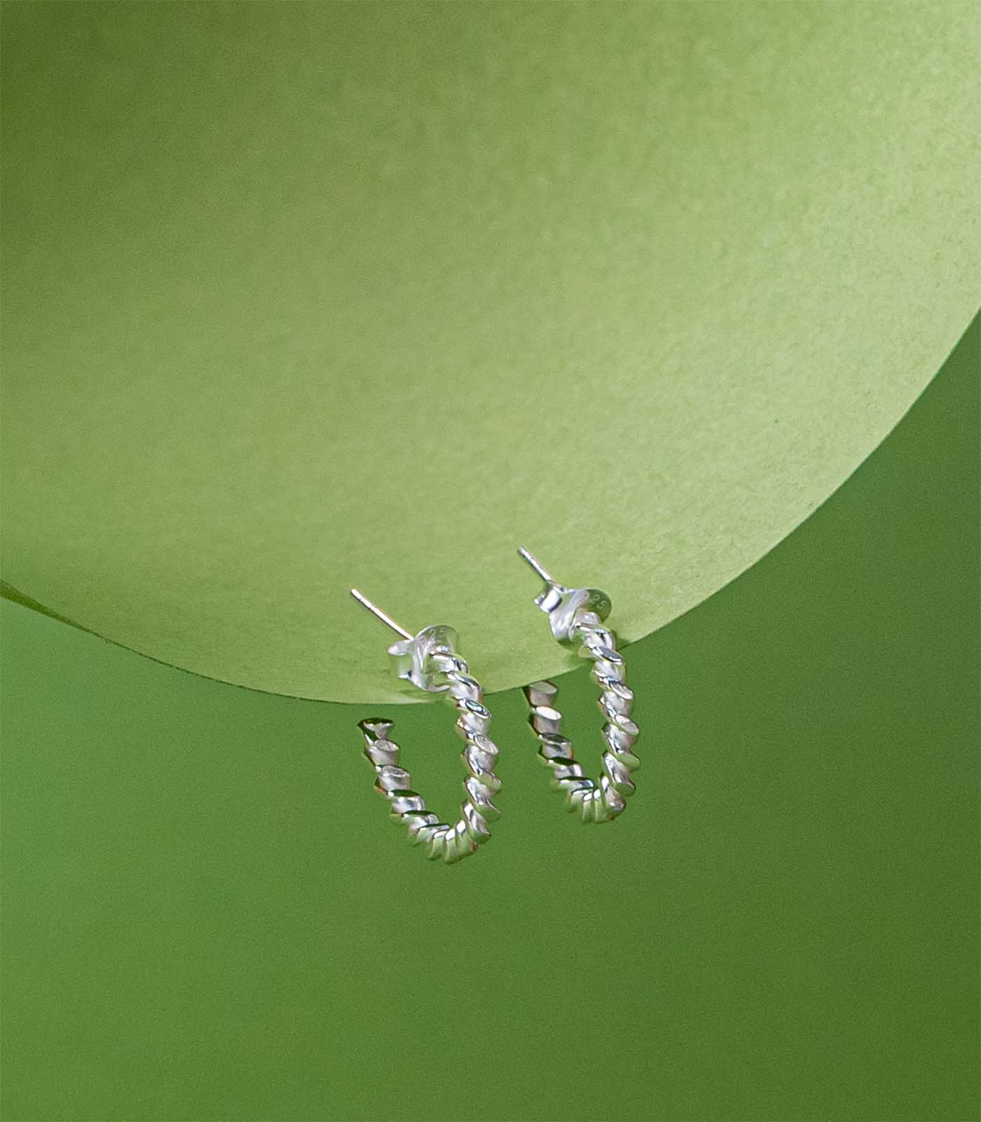 Twisted Hoops Silver Earrings