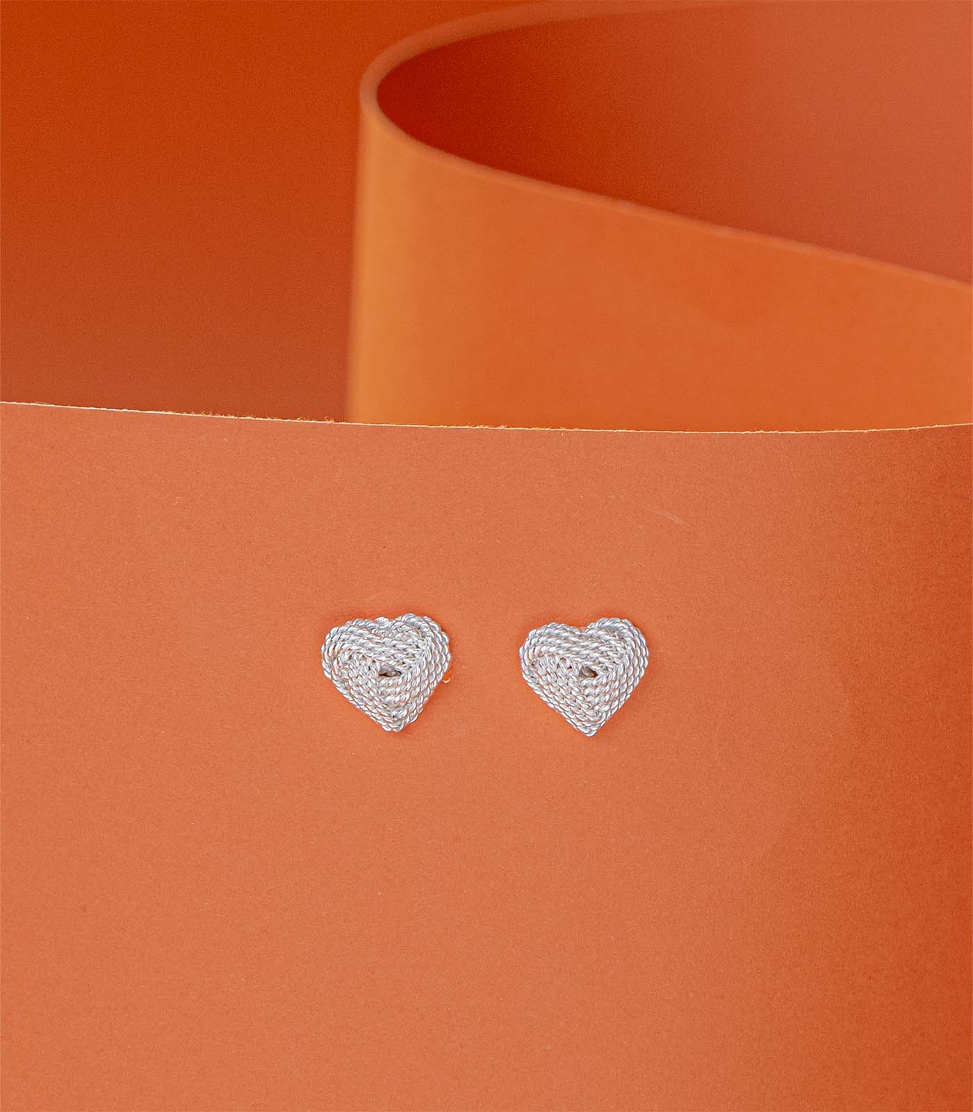 Intertwined Shiny Heart Silver Tops