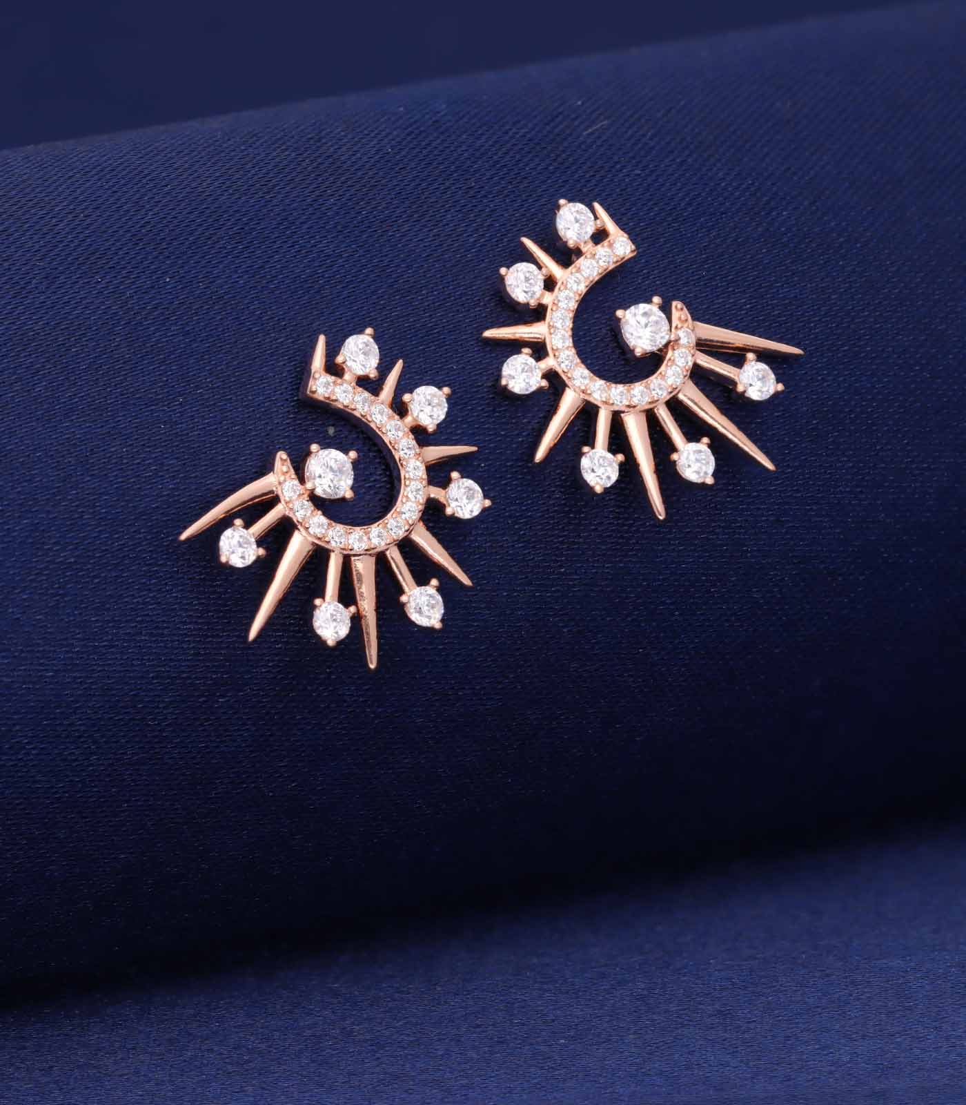 Diamond strokes earrings(Silver)
