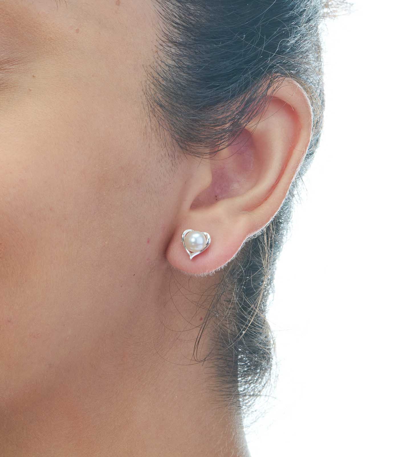 Pearl Heart Tops (Silver)