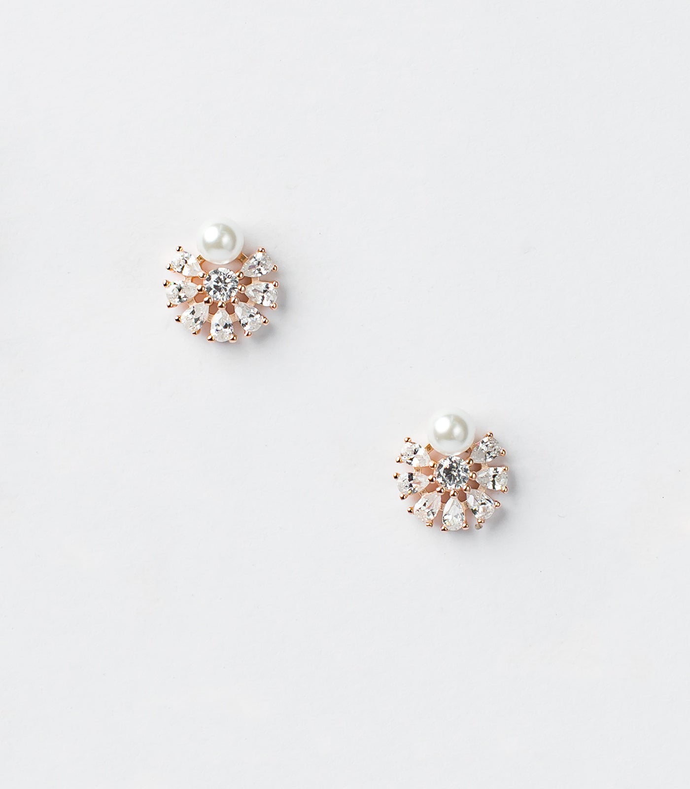 Rose Gold Pearl Crystal Tops (Silver)