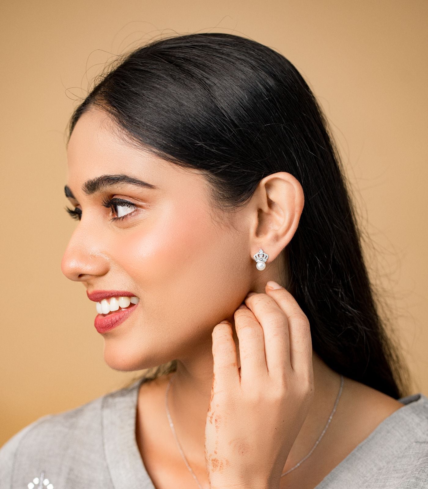 Crystal Pearl Crown Tops (Silver)