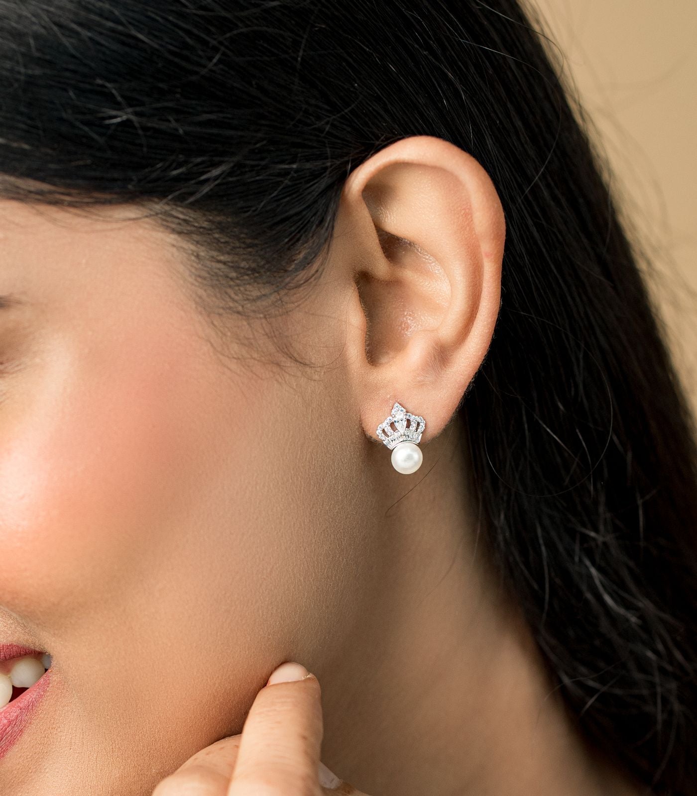 Crystal Pearl Crown Tops (Silver)