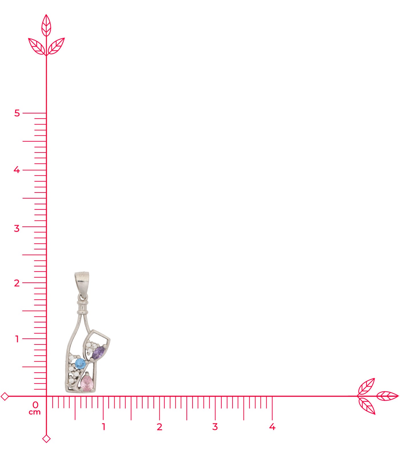 Wine Bottle and Glass Necklace Set (Silver)