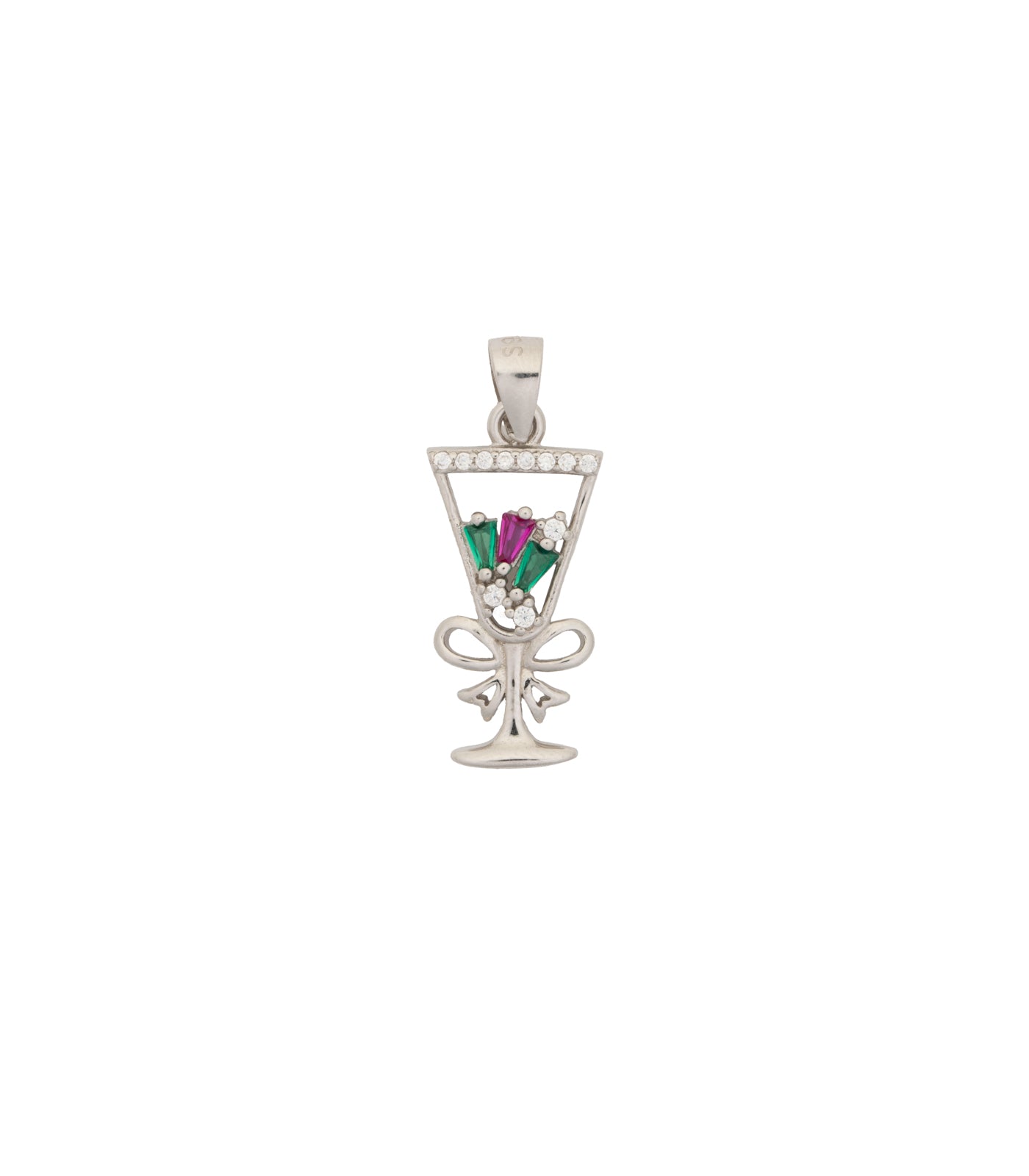 Wine Glass Necklace Set (Silver)