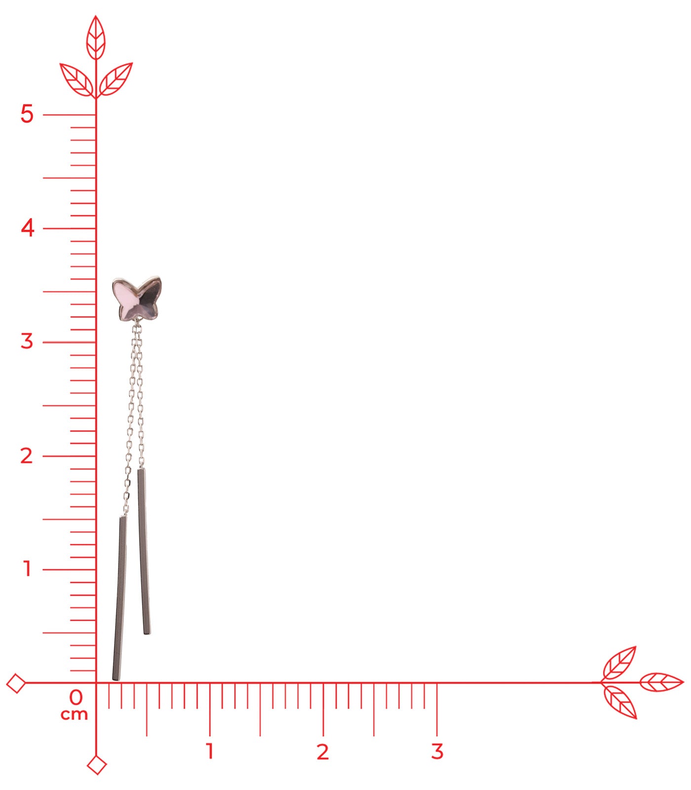 Dangling Rectangles with Pink Stone Butterfly Tops (Silver)