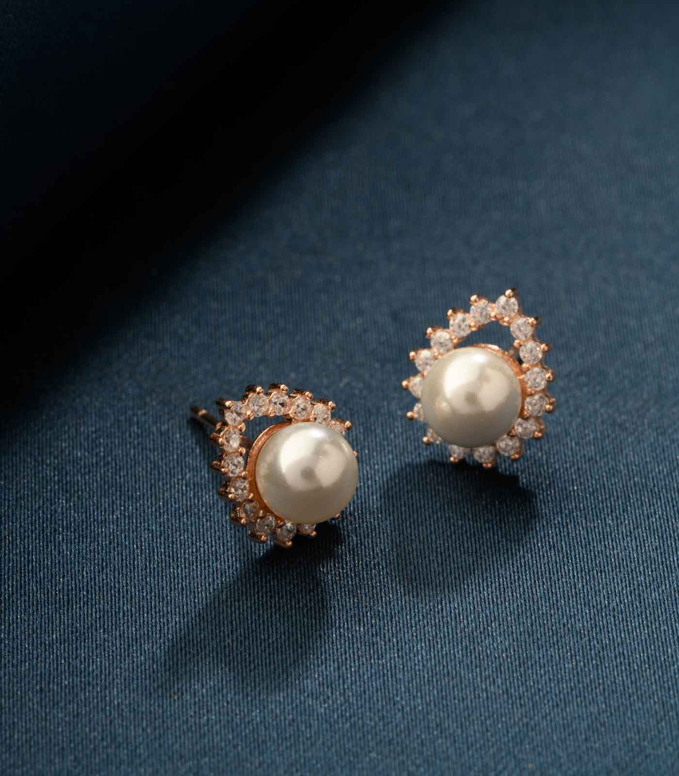 Bulky Pearl in Rose Gold Polish Oval Tops (Silver)