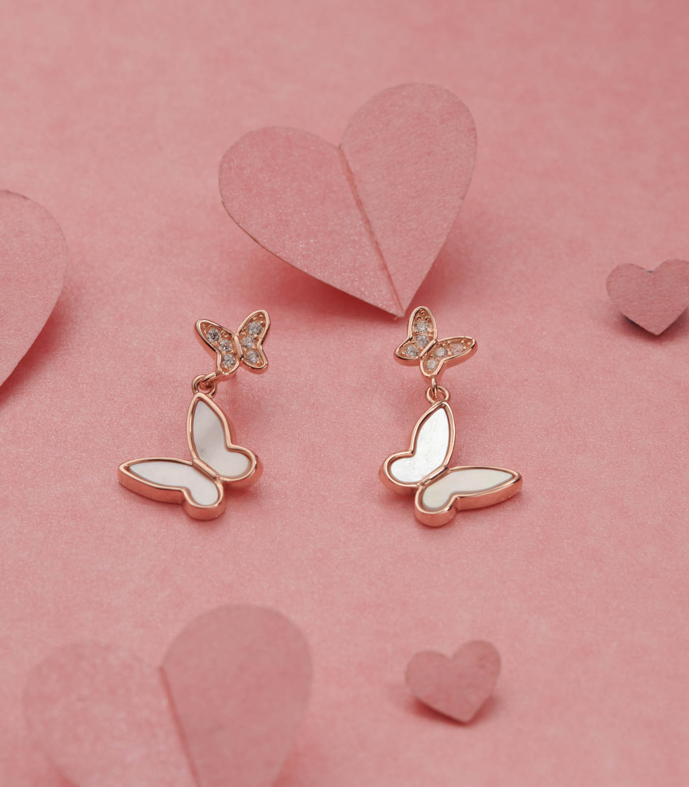 Rose Gold Butterflies Earrings (Silver)