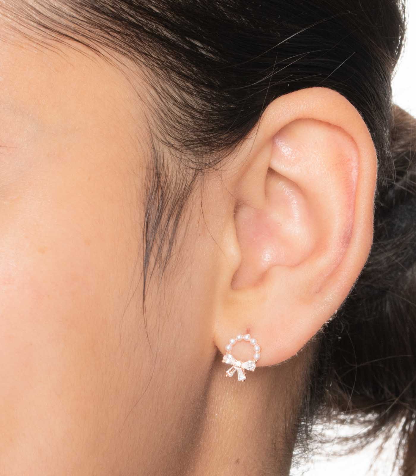Rose Gold Bow Earrings (Silver)