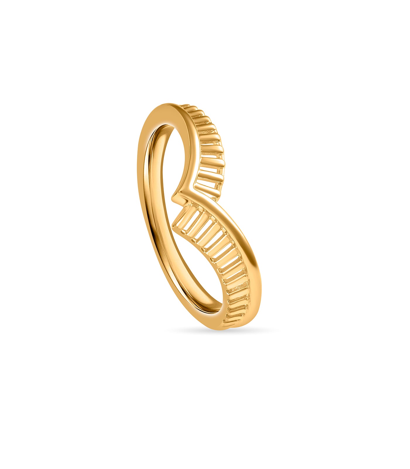 Textured Chevron Gold Finger Ring