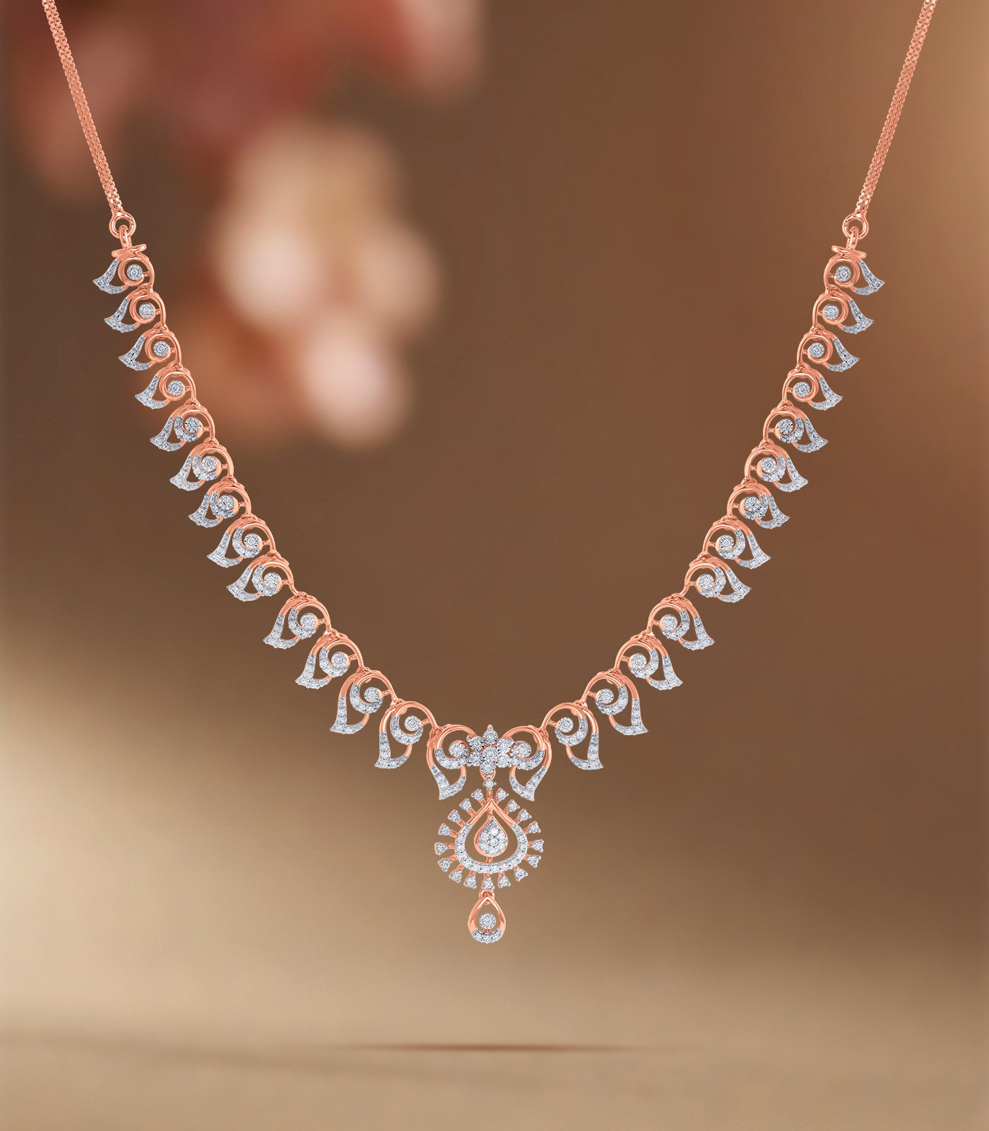 Diamond Shiny Swirls Necklace Set