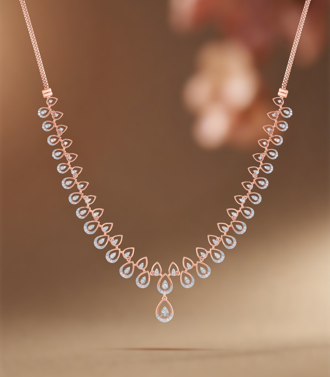 Diamond Stream Of Drops Necklace Set
