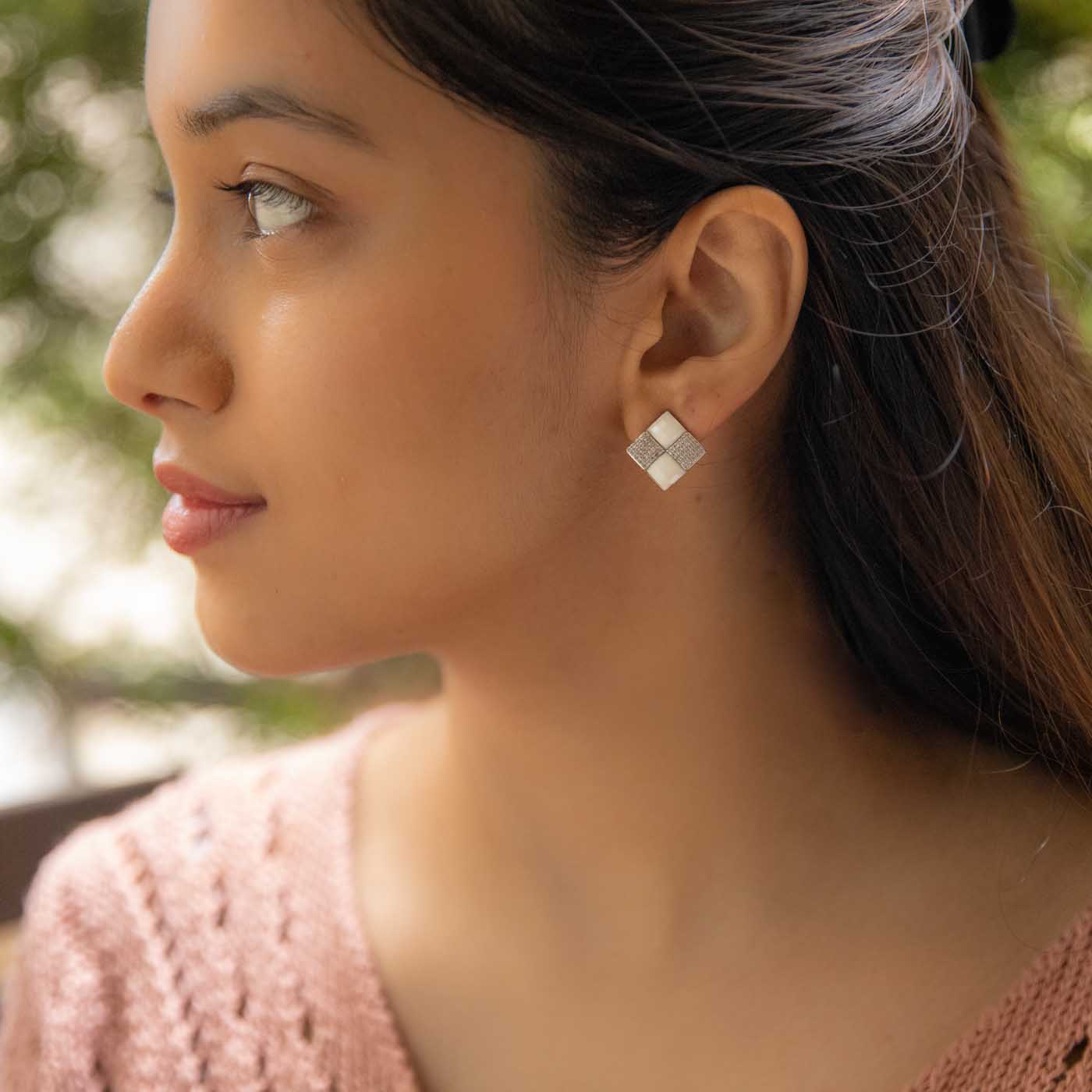 Geometric Elegance Earrings (Brass)