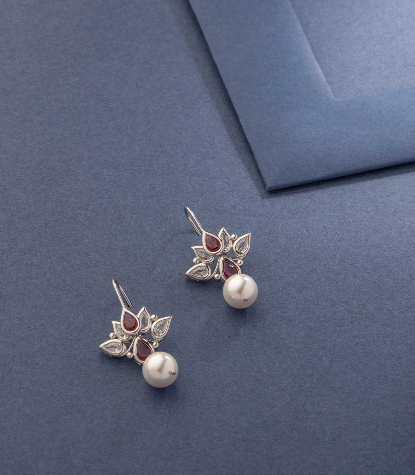 Glossy Red Petals Earring (Brass)