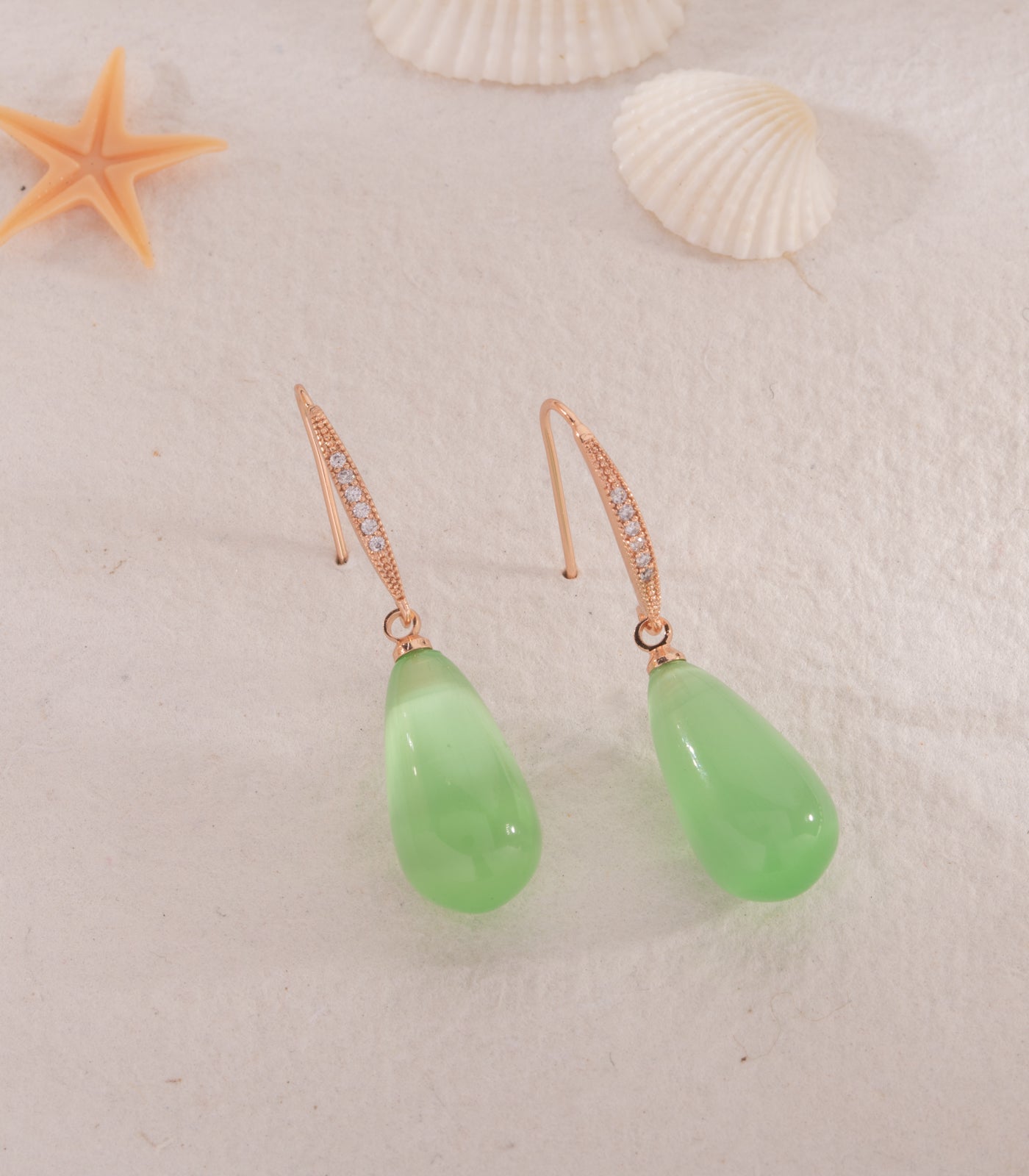Green Crystal Earrings (Brass)
