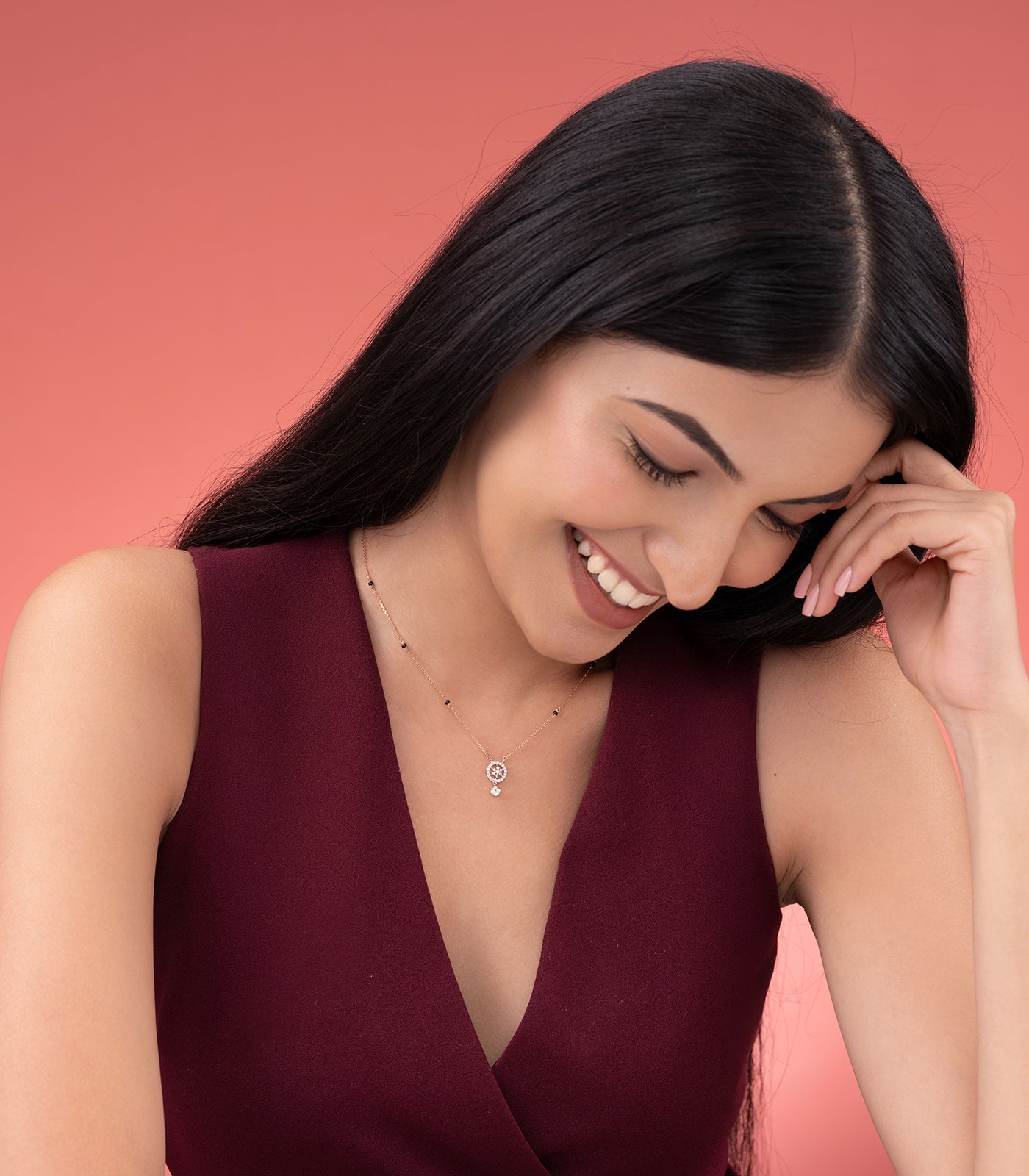 Diamond Floral Ring Mangalsutra