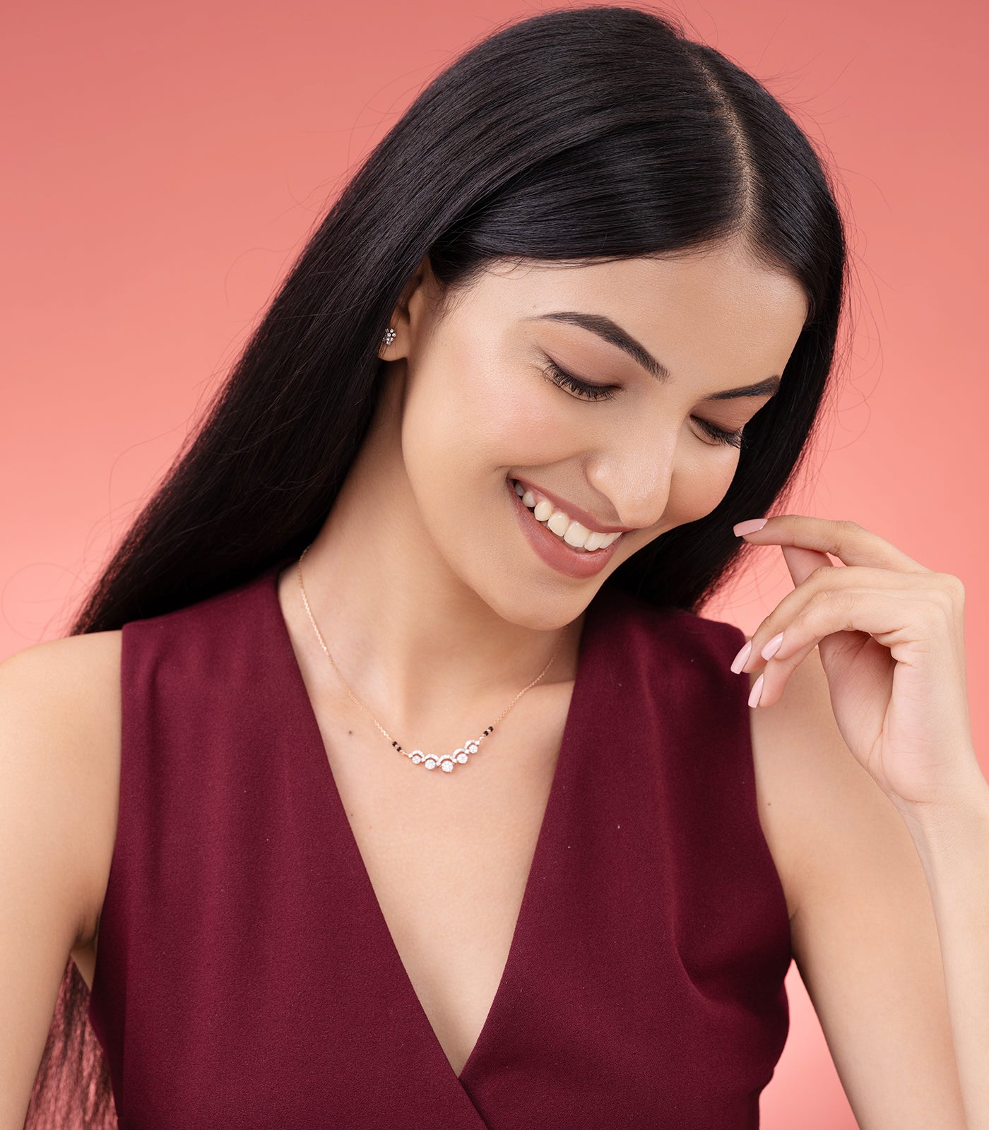 Diamond Stream Of Orbs Mangalsutra