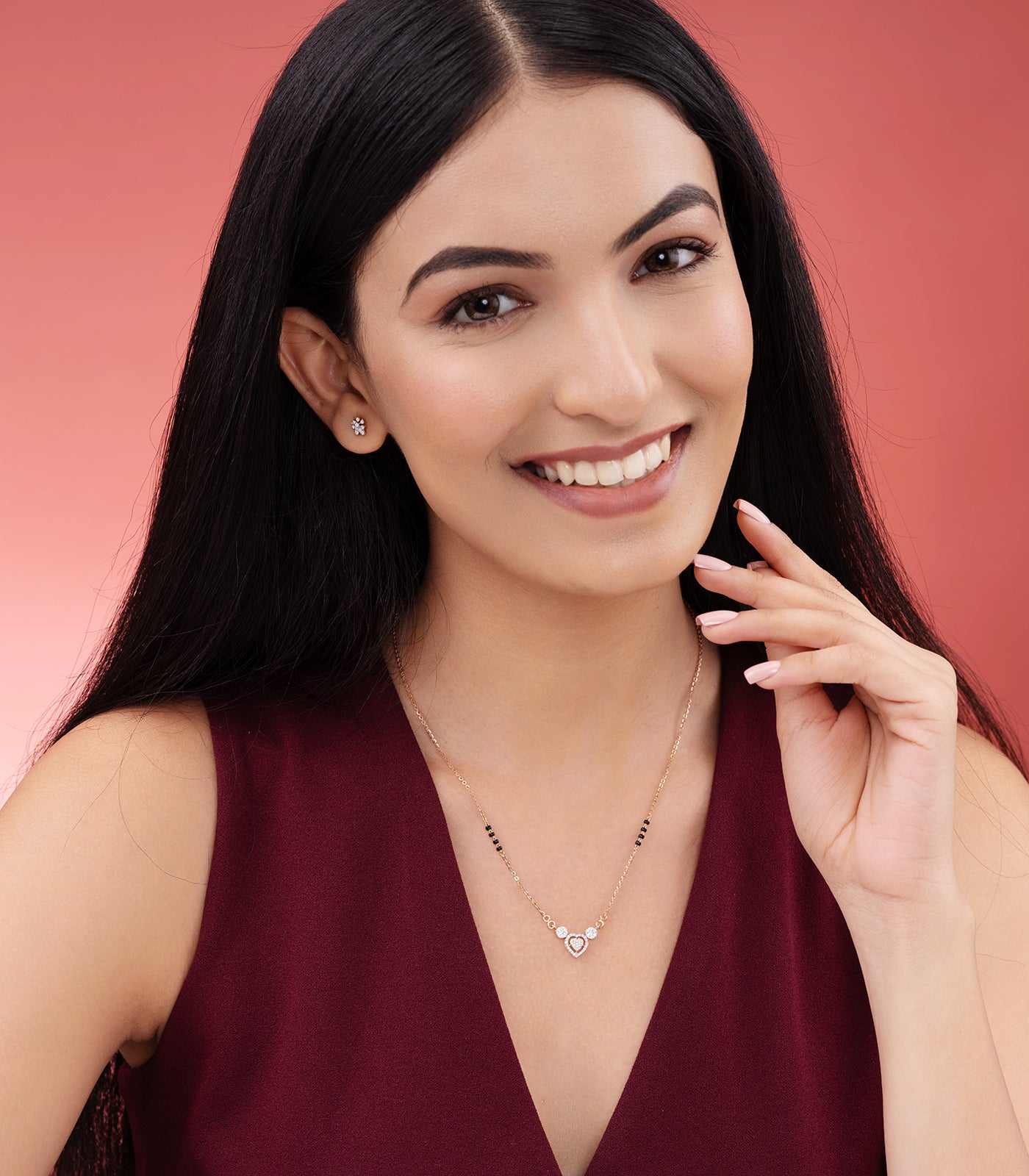 Diamond Dual Orb & Heart Mangalsutra