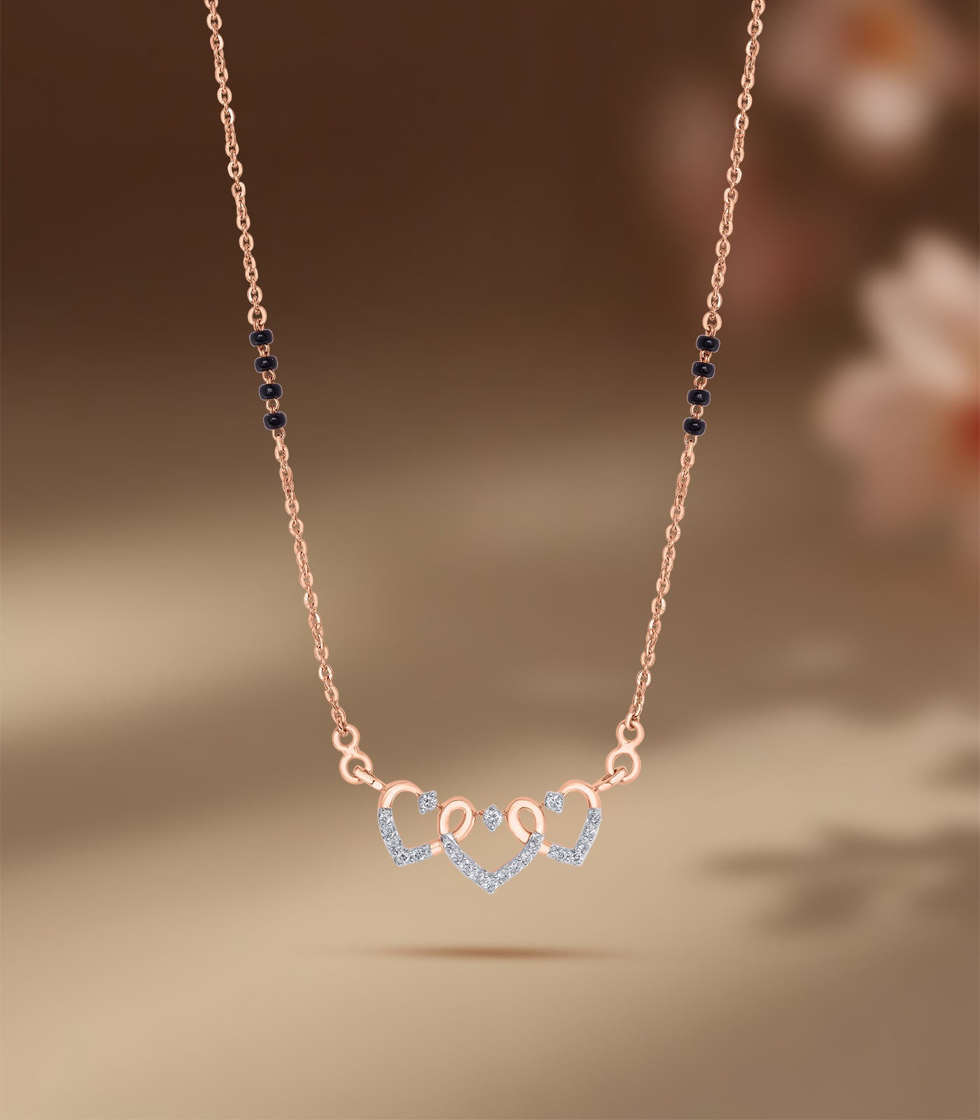 Diamond Triple Heart Mangalsutra