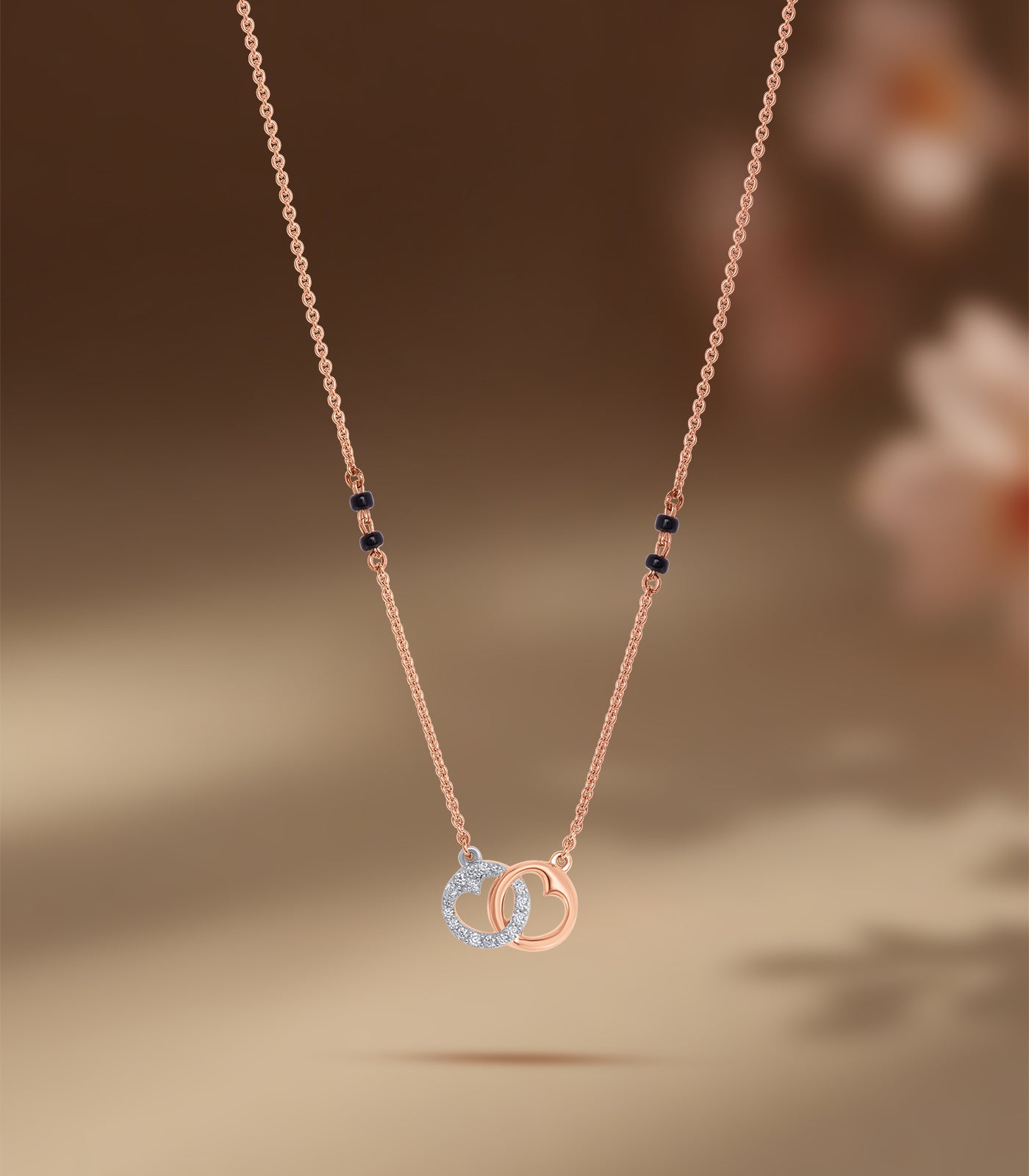 Diamond Dual Heart Ring Mangalsutra - Main Image