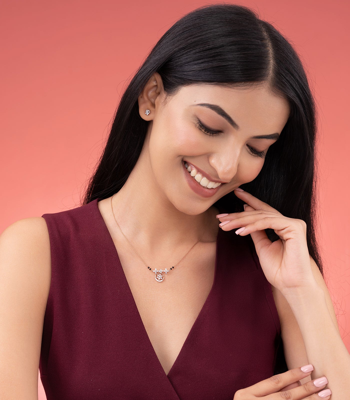 Diamond Star & Floral Ring Mangalsutra