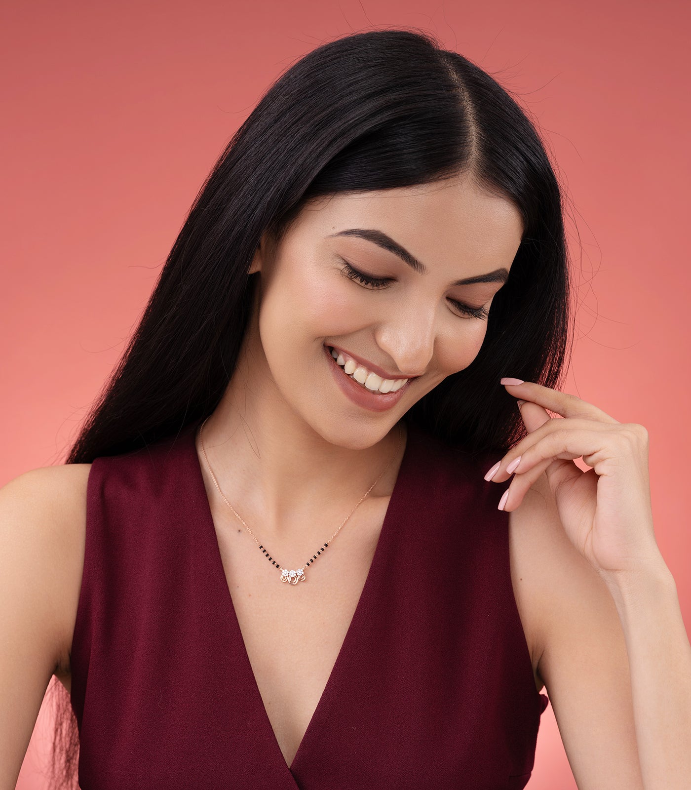 Diamond Floral Triplet & Ovals Mangalsutra