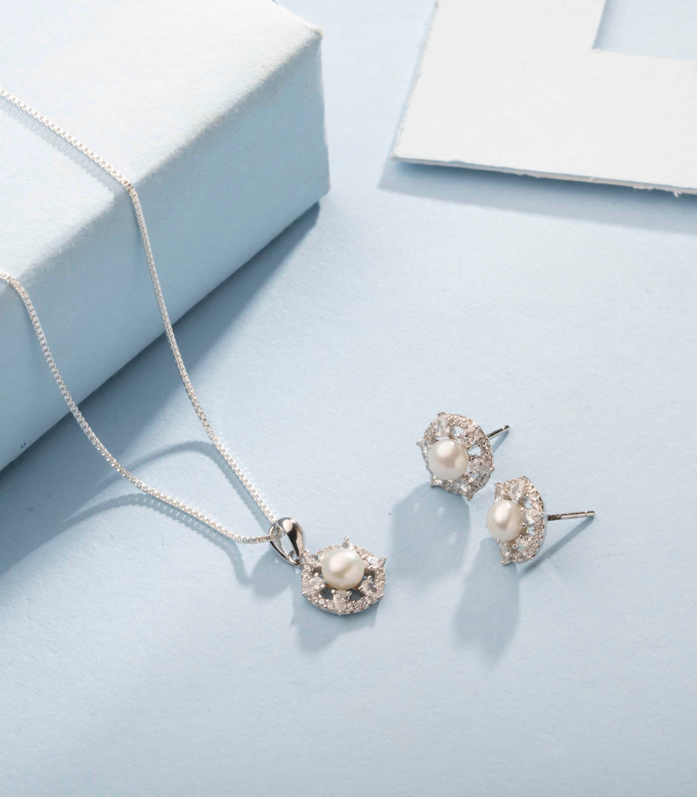 Mystic Pearl Pendant Set (Silver)