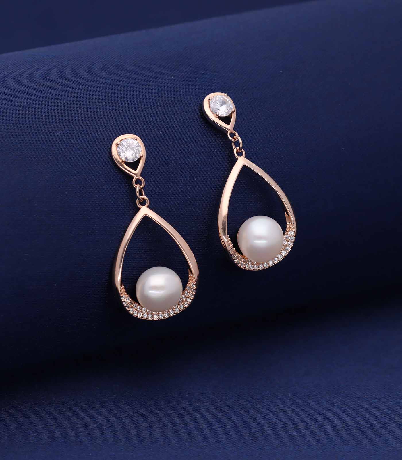 Pearl pebble earrings(Silver)