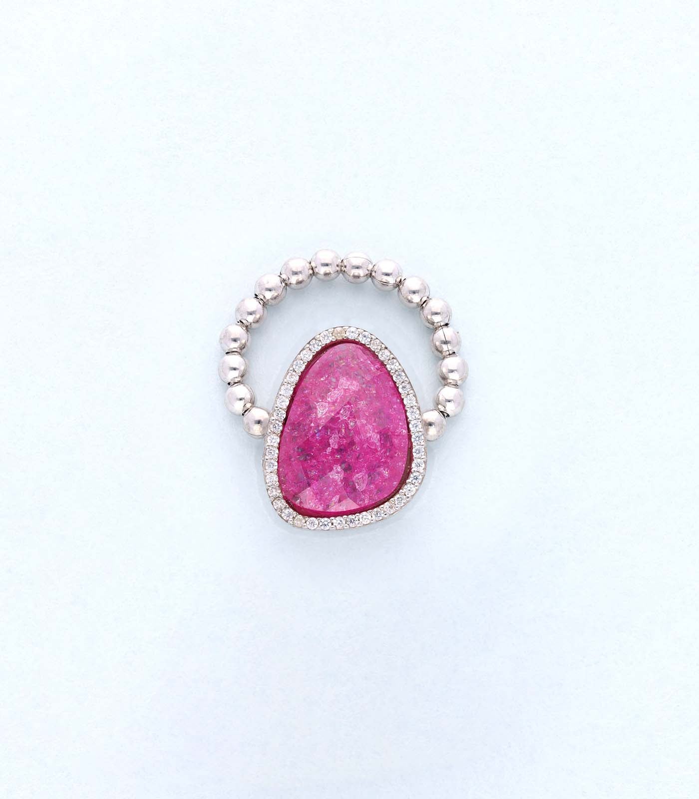 Pink stone ring(Silver)