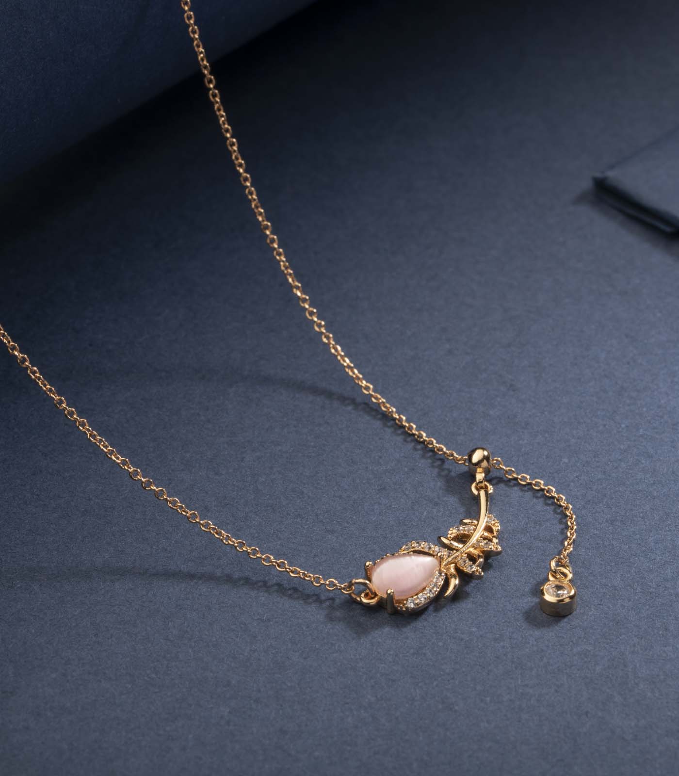Pretty Pink Stone Pendant (Brass)