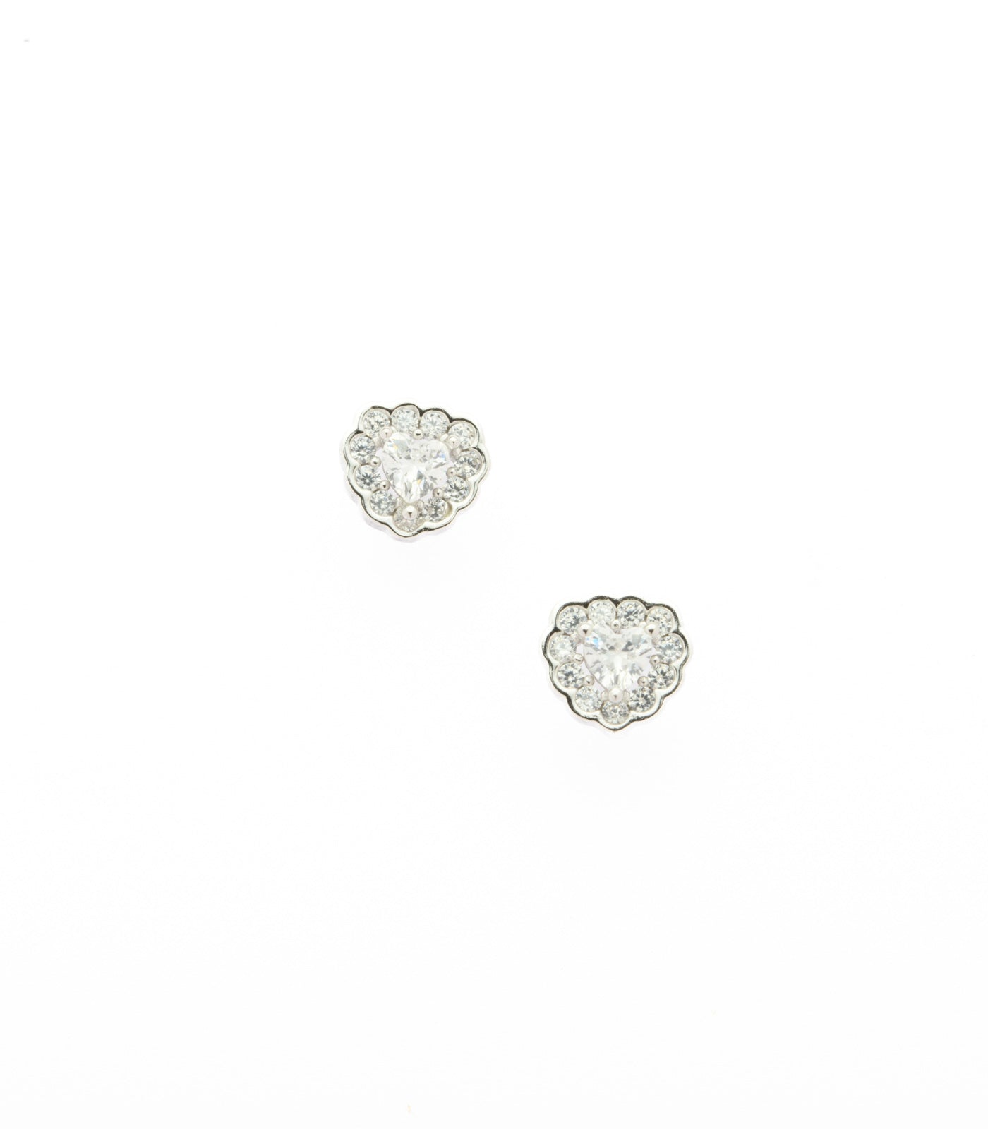 Shiny Silver Hearts Pendant Set (Silver)