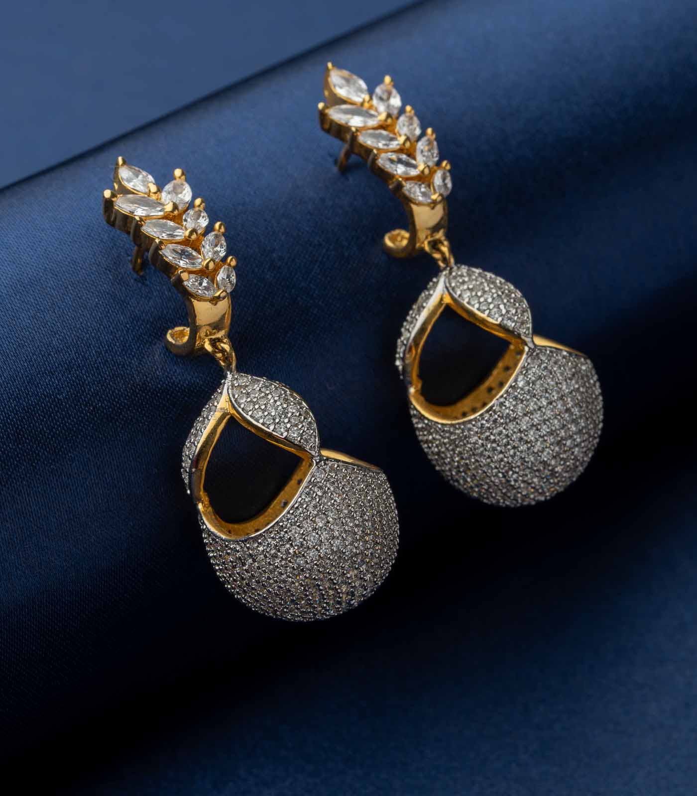 Silver Golden Embedded Stones (Brass)