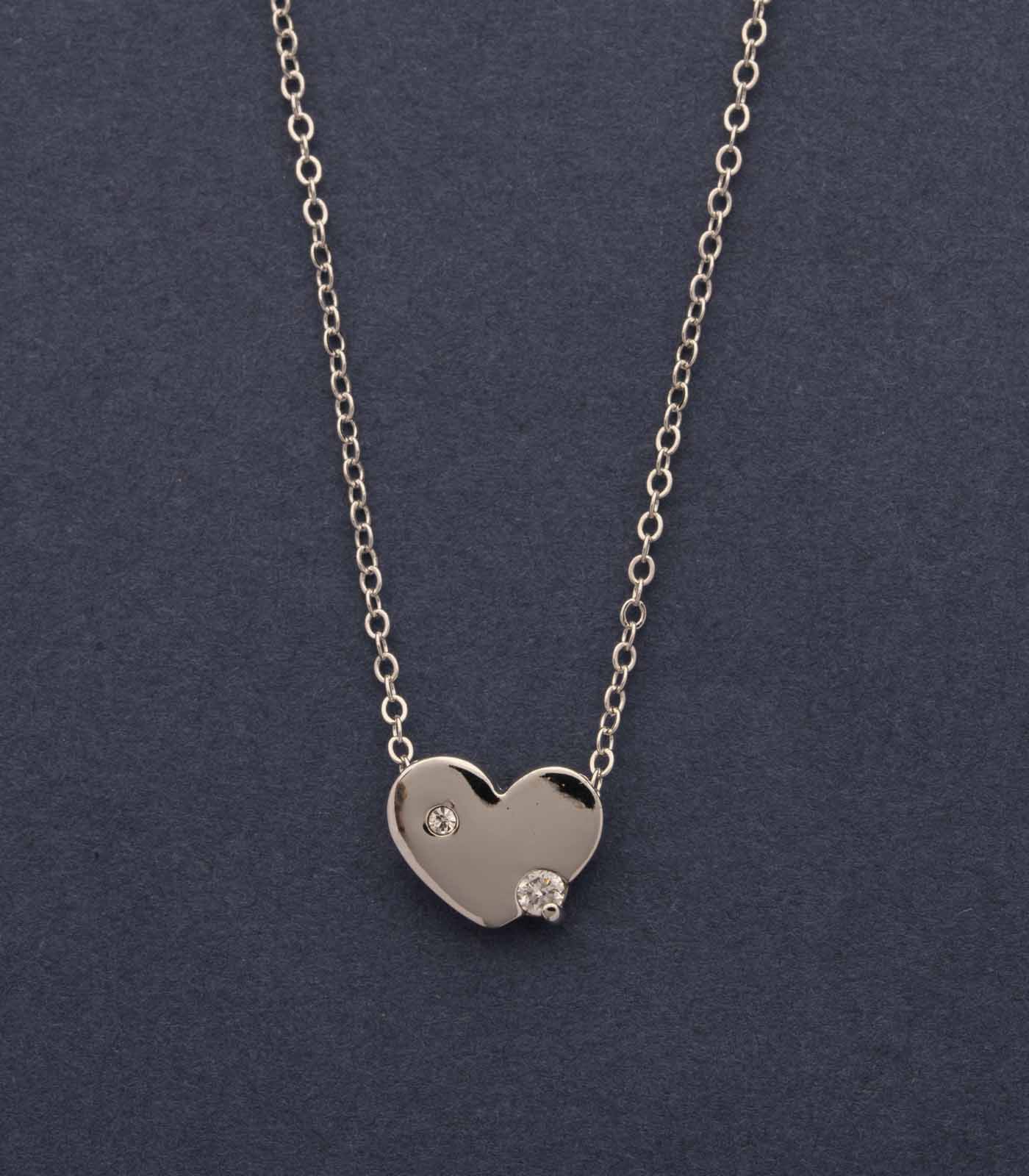 Silver Heart Of The Shiny Stars Necklace (Brass)