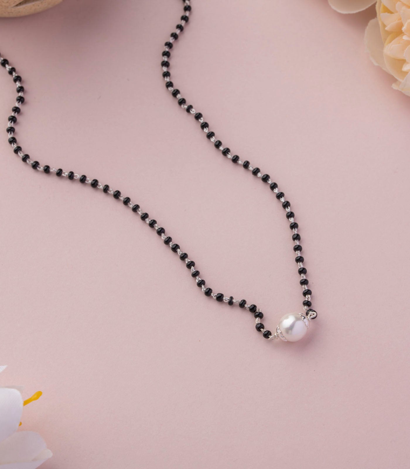 Single Pearl Silver Mangalsutra