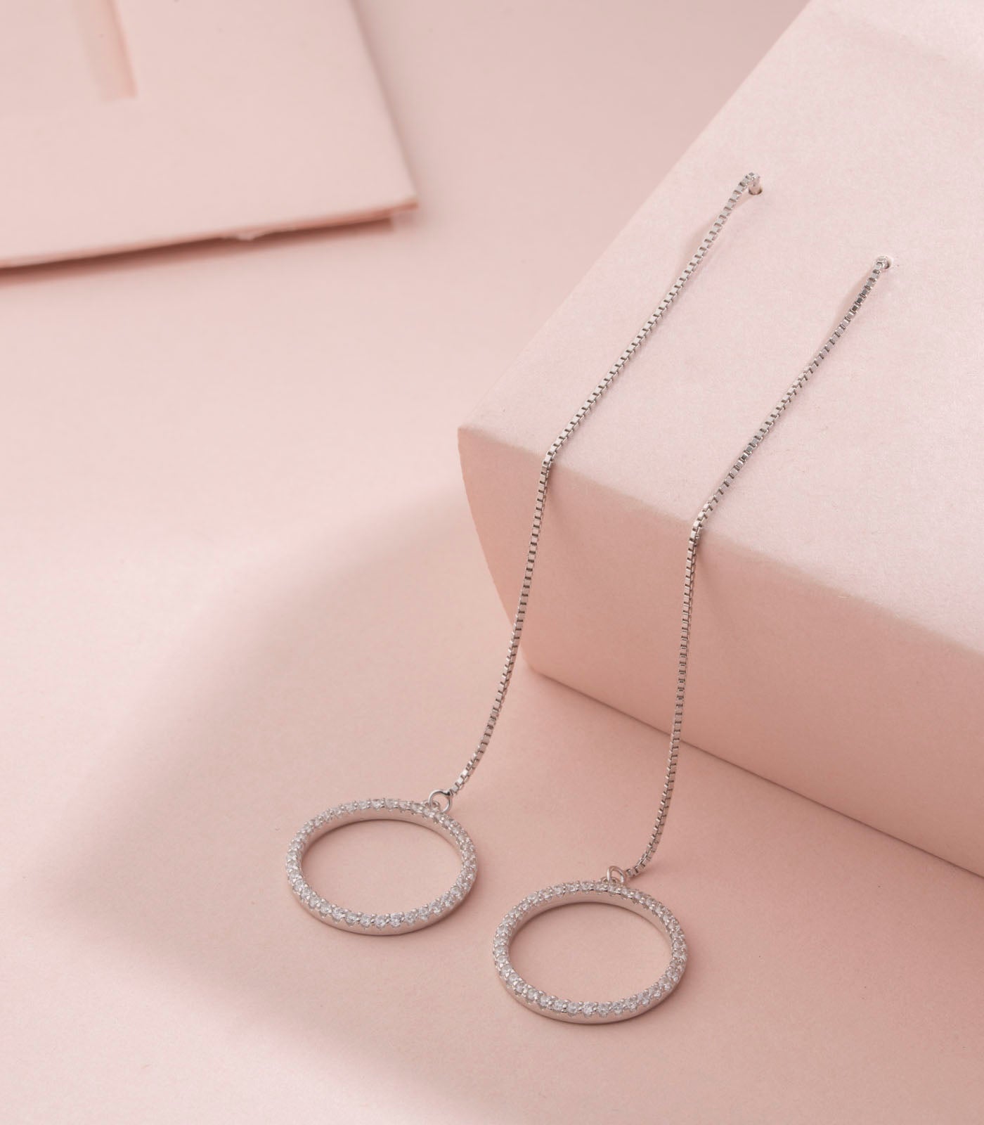 Silver circle drop earrings (Silver)